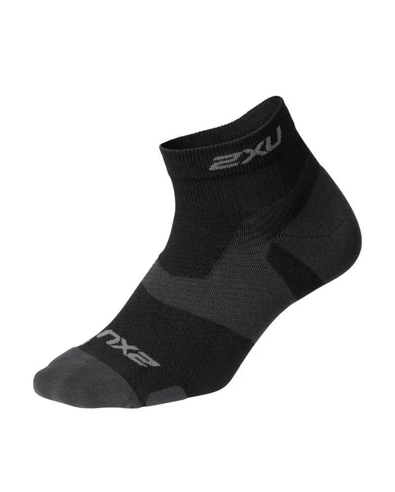 2XU Vectr Light Cushion Compression 1/4 Crew Unisex Compression Socks (Black/Titanium)