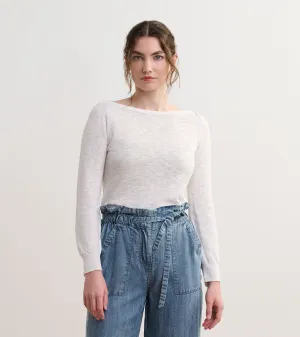 3/4 Sleeve Knit Breton - White -Hatley
