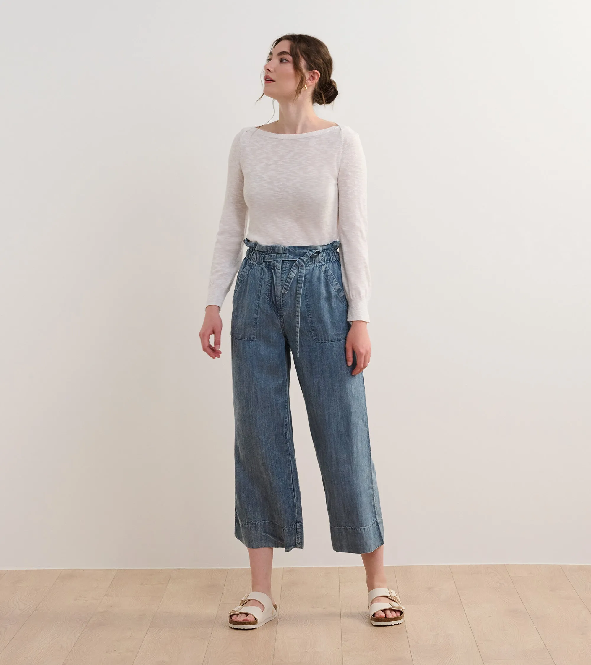 3/4 Sleeve Knit Breton - White -Hatley