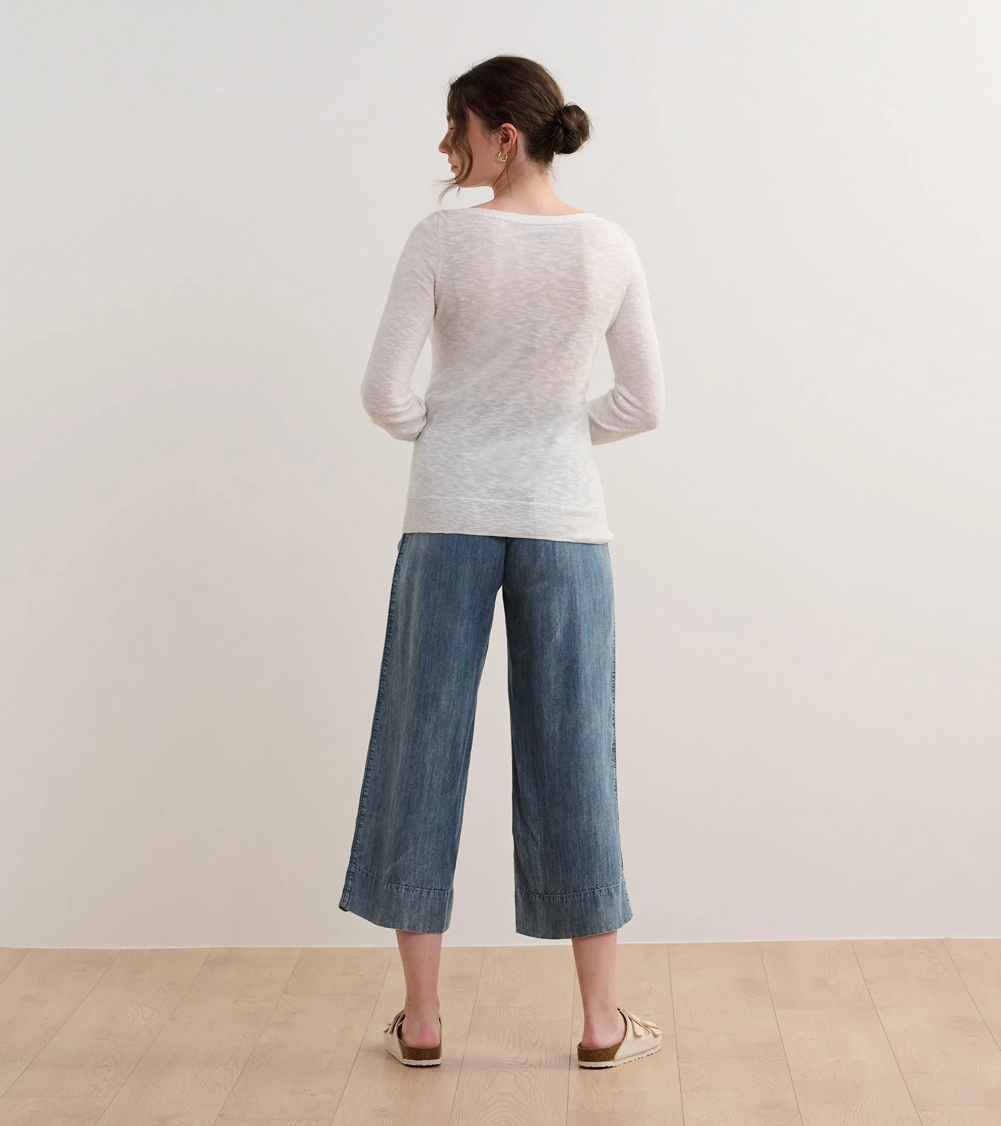 3/4 Sleeve Knit Breton - White -Hatley