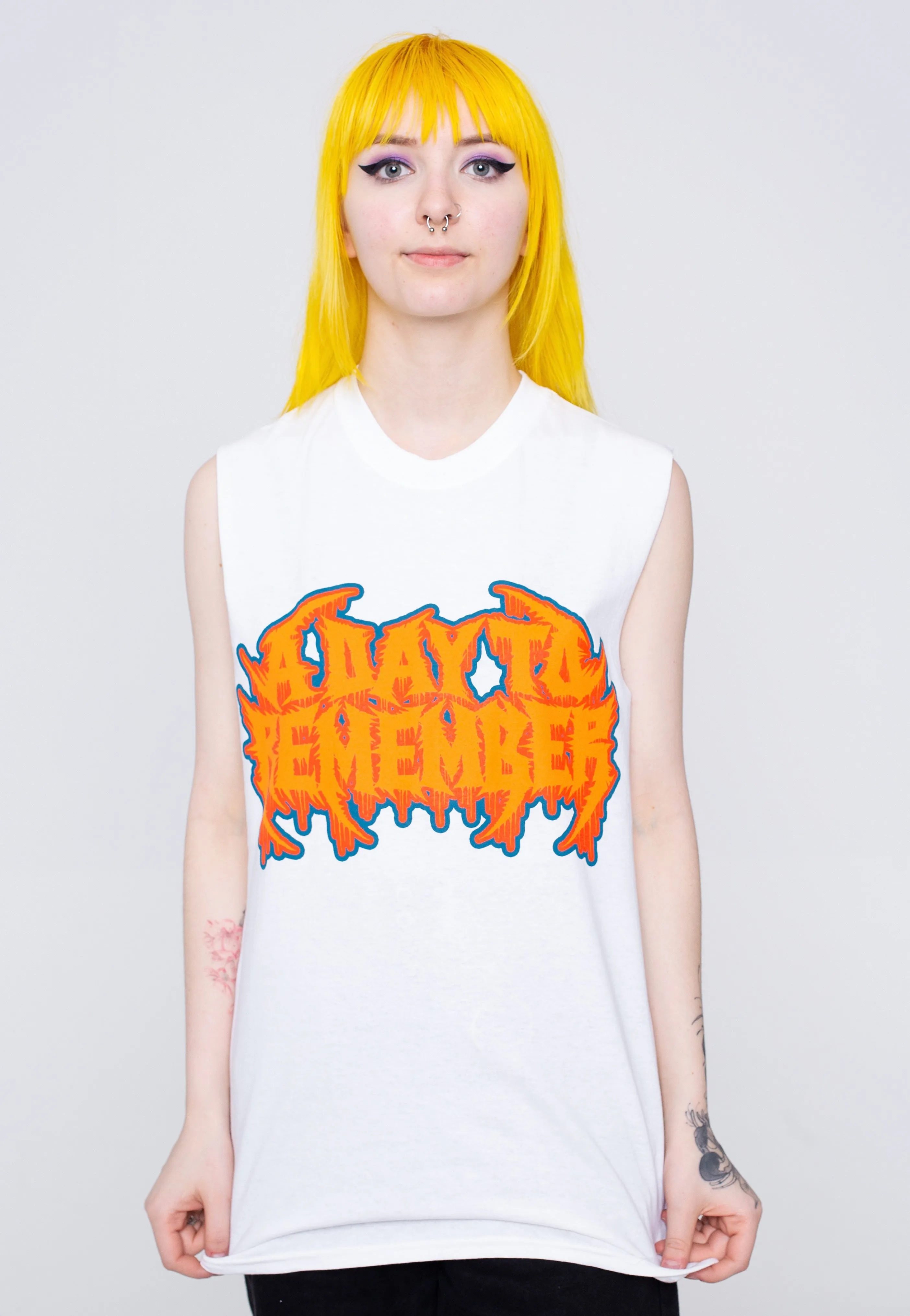 A Day To Remember - Metal Logo White - Sleeveless