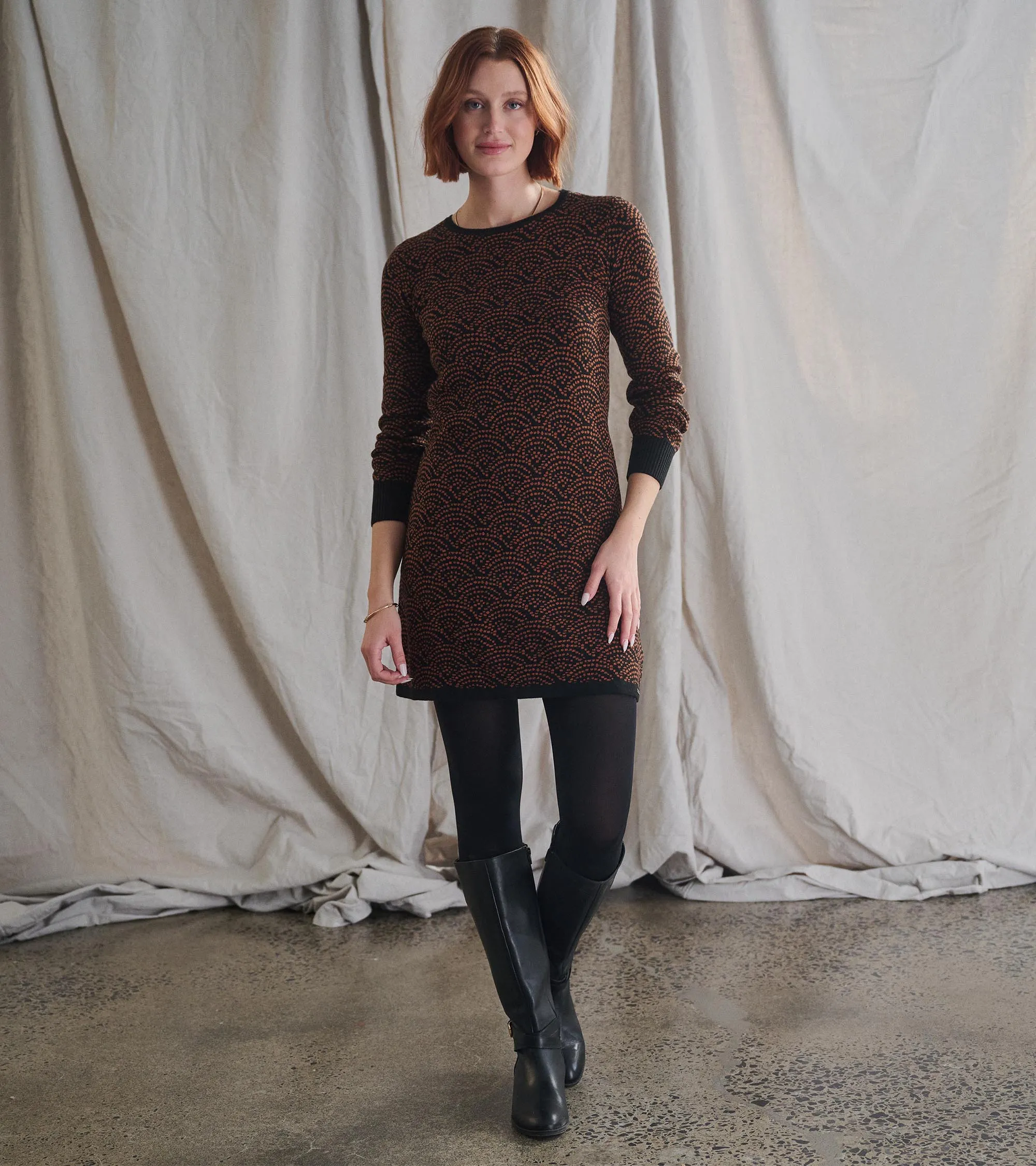 Abigail Sweater Dress - Art Deco Dots -Hatley