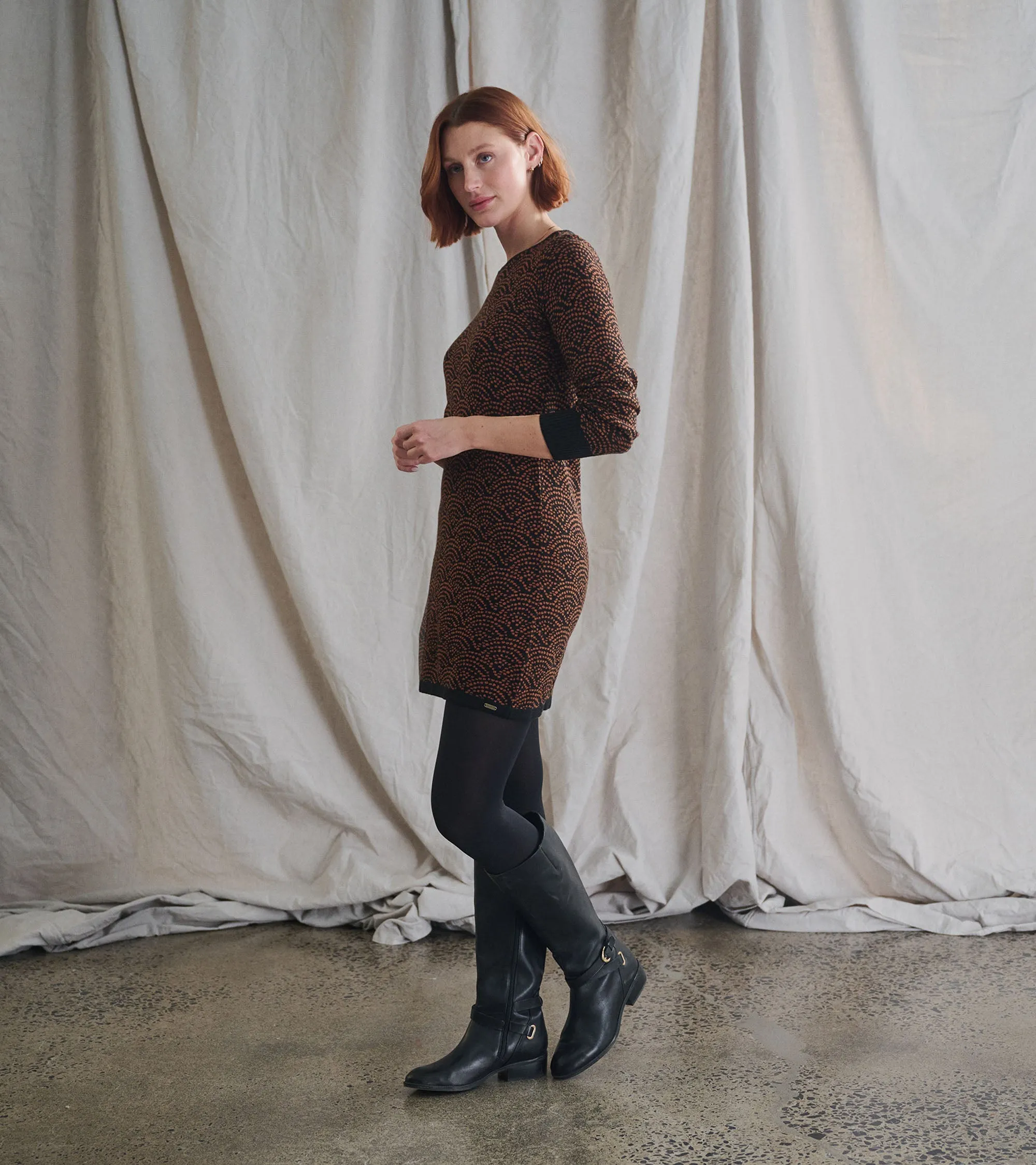 Abigail Sweater Dress - Art Deco Dots -Hatley