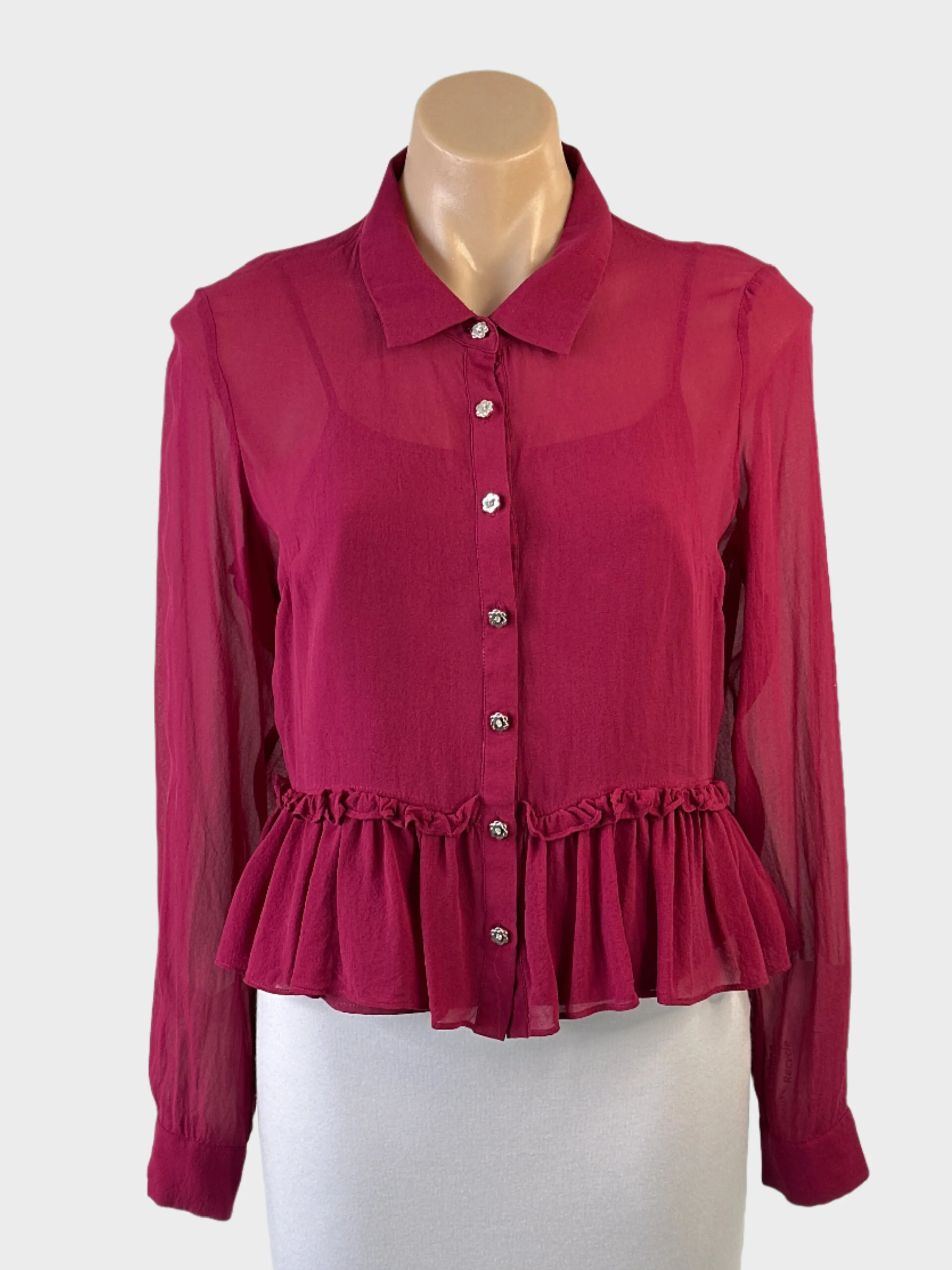 Alannah Hill | shirt | size 10 | long sleeve | 100% silk