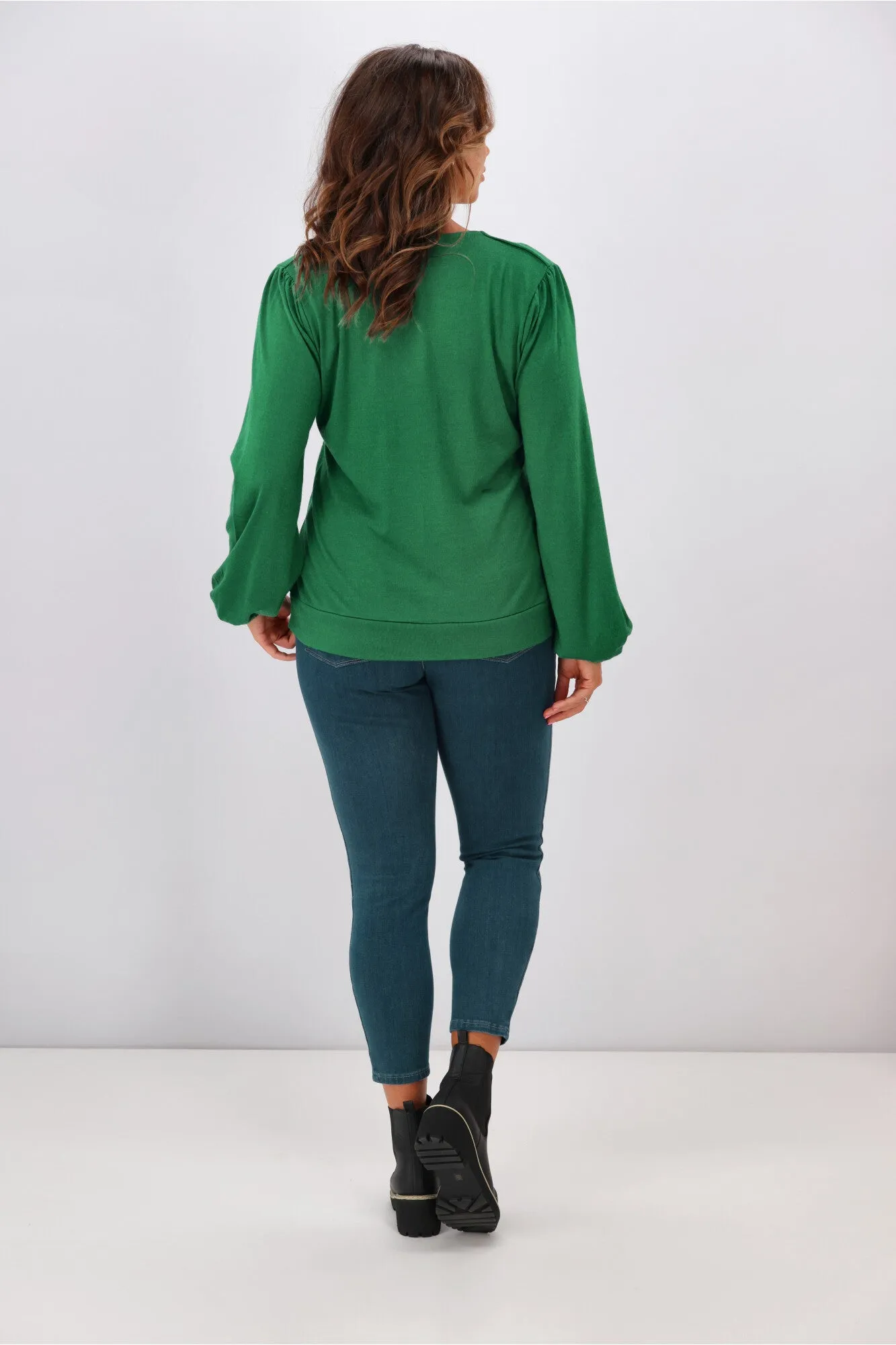 Alpine by Shine On Petra Crossover Merino Top Emerald