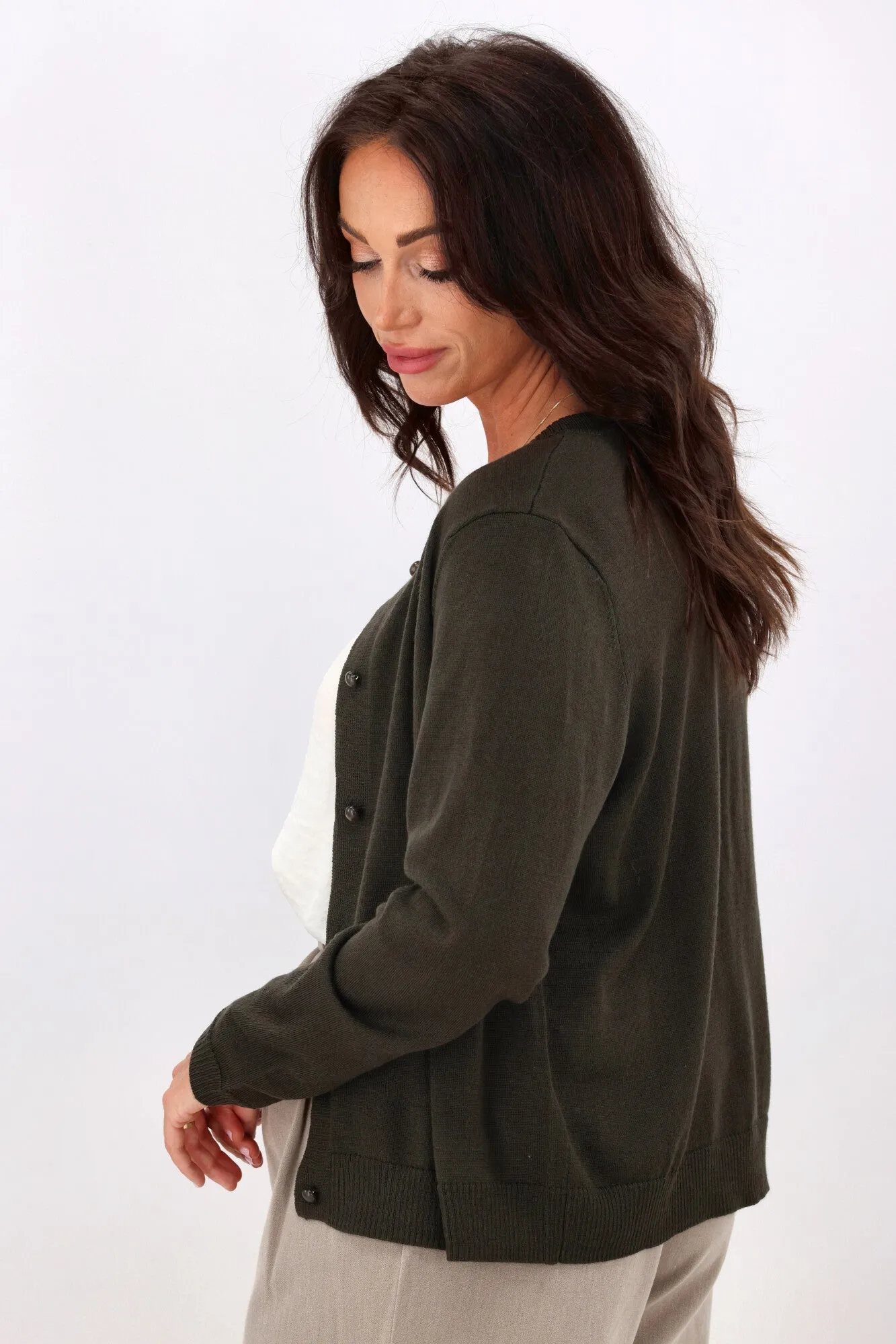 Alpine by Shine On Quebec Rib Detail Cardigan Olive