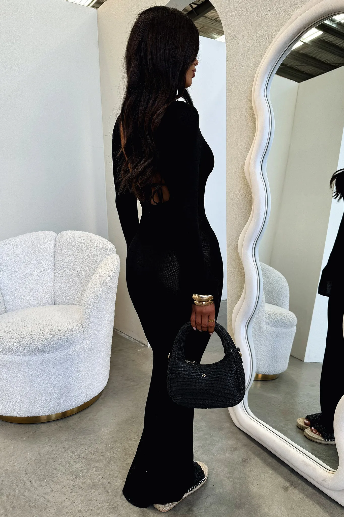 Annem Long Sleeve Maxi Dress - Black