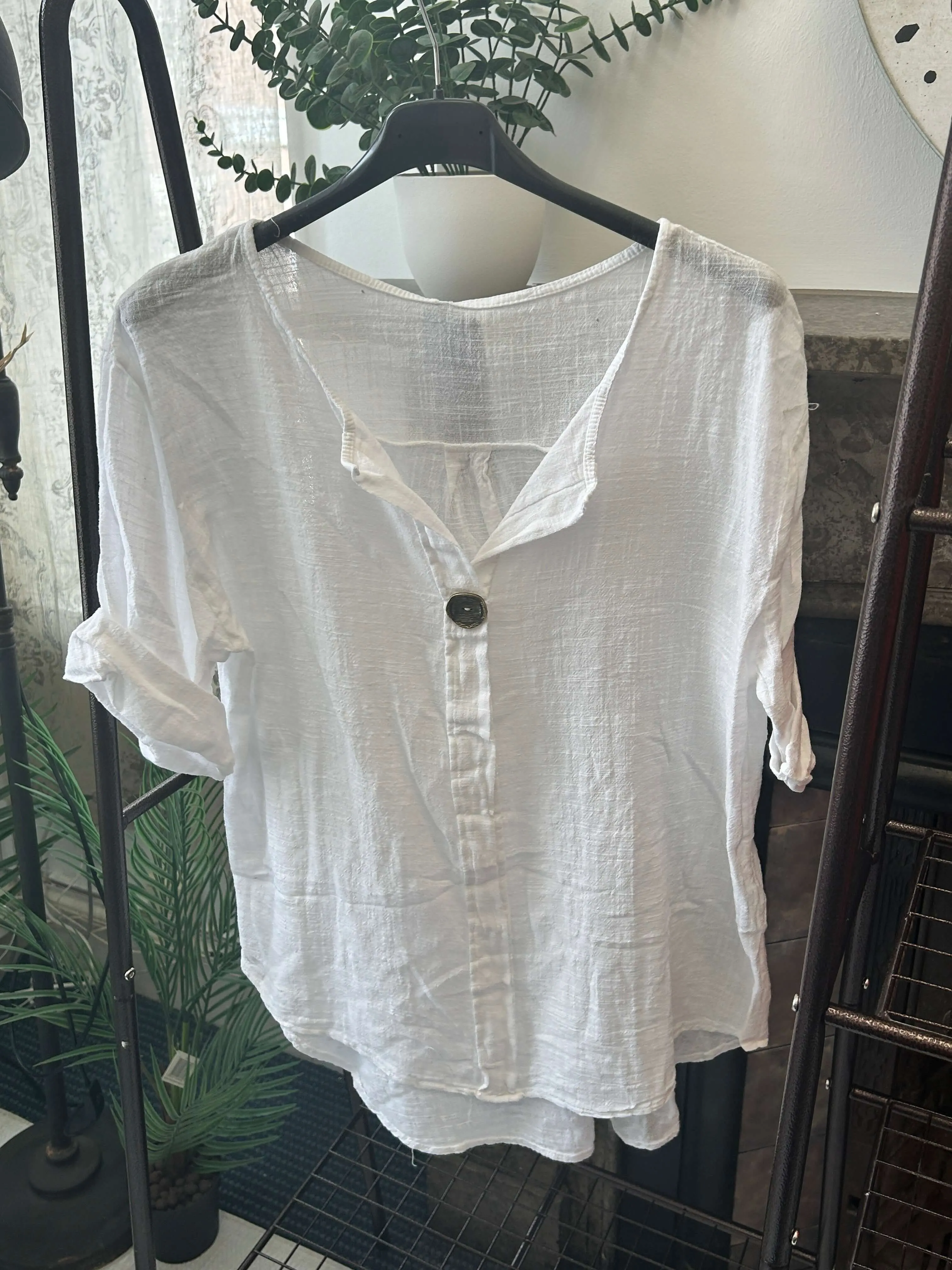Atlanta One Button Boxy Slouchy Blouse
