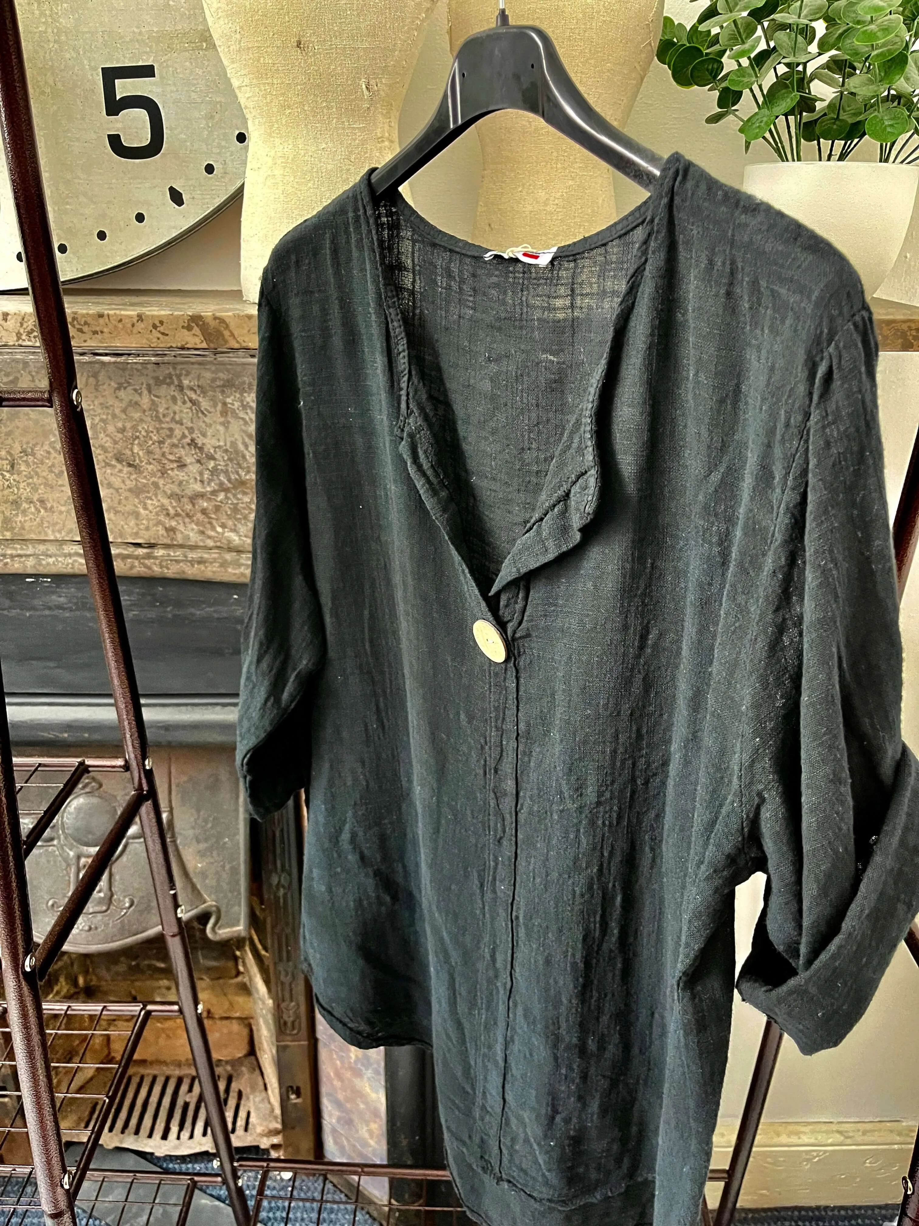 Atlanta One Button Boxy Slouchy Blouse