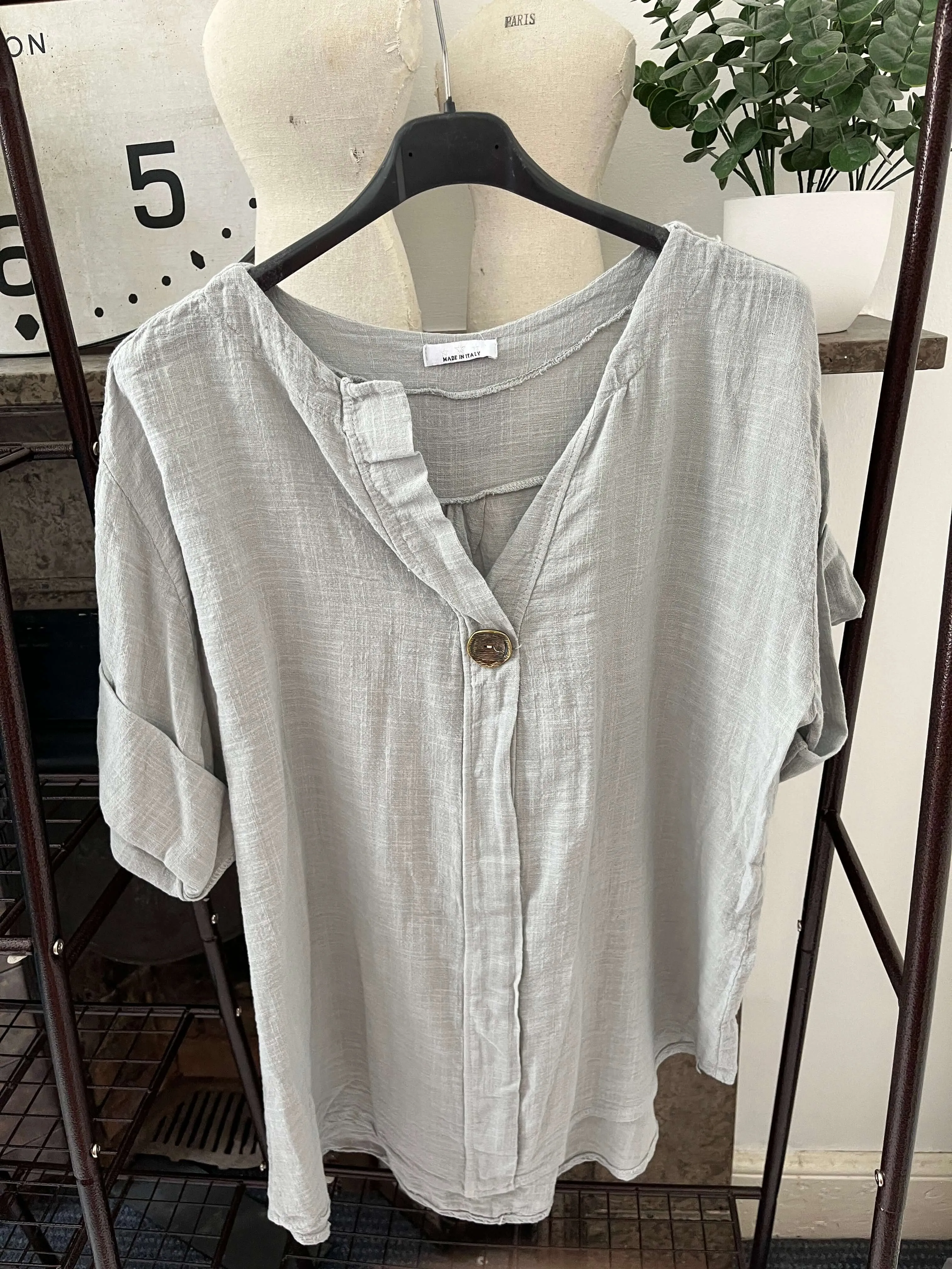 Atlanta One Button Boxy Slouchy Blouse