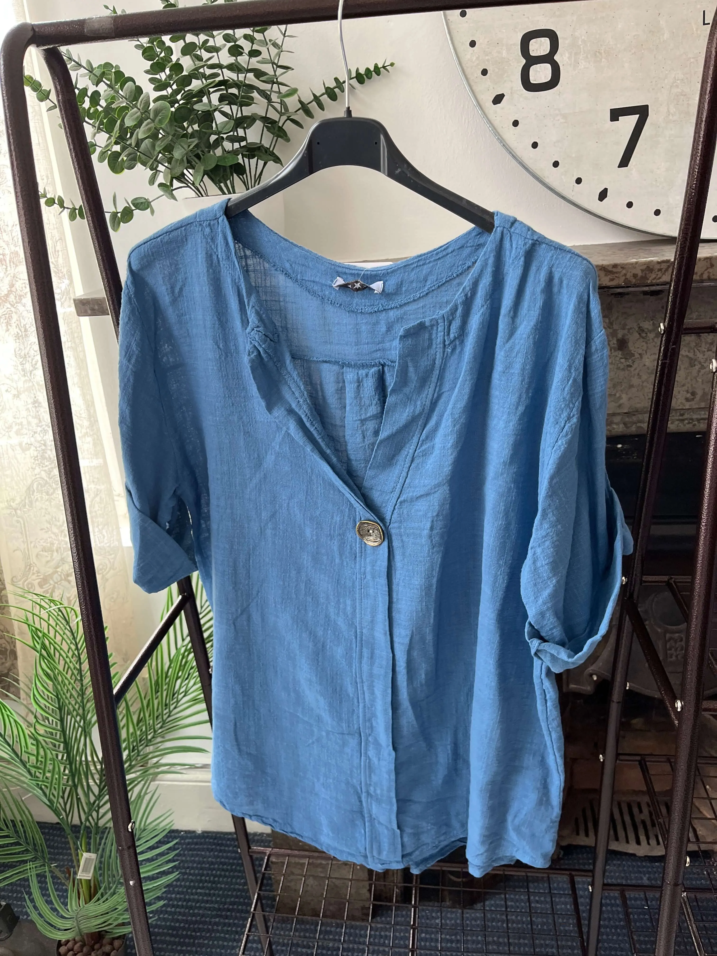 Atlanta One Button Boxy Slouchy Blouse