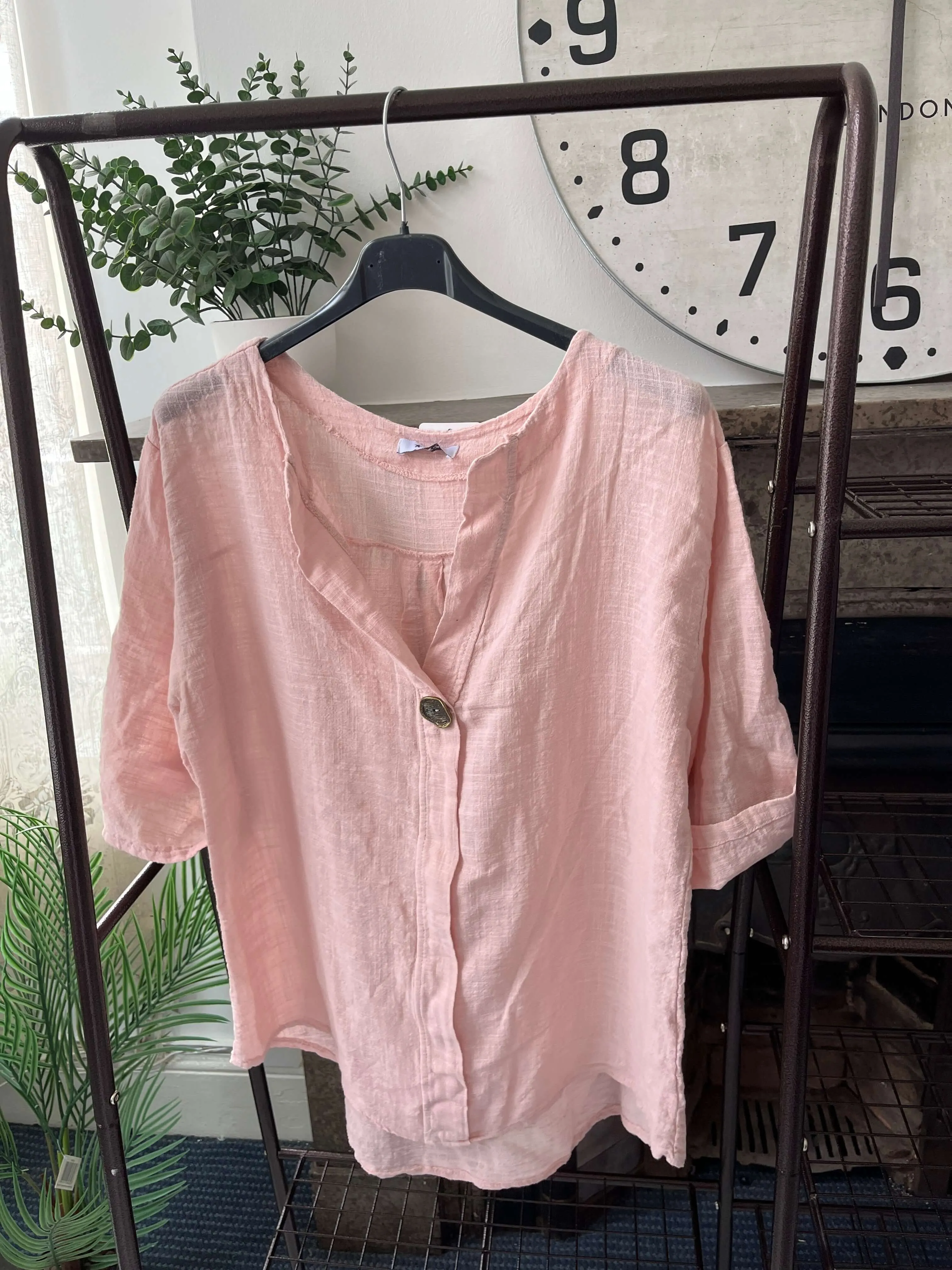 Atlanta One Button Boxy Slouchy Blouse