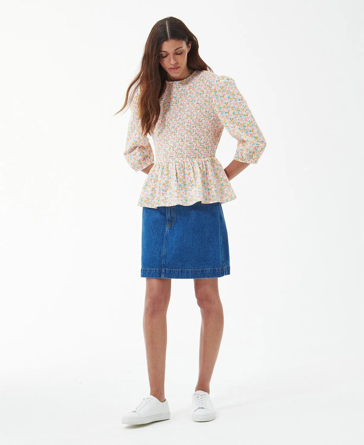 Barbour Azalea Floral Shirred Neck Top