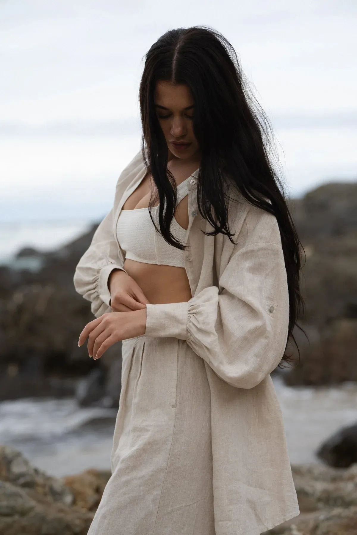 Billie Linen Shirt/Dress - Oatmeal