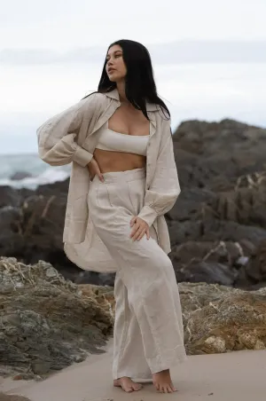 Billie Linen Shirt/Dress - Oatmeal