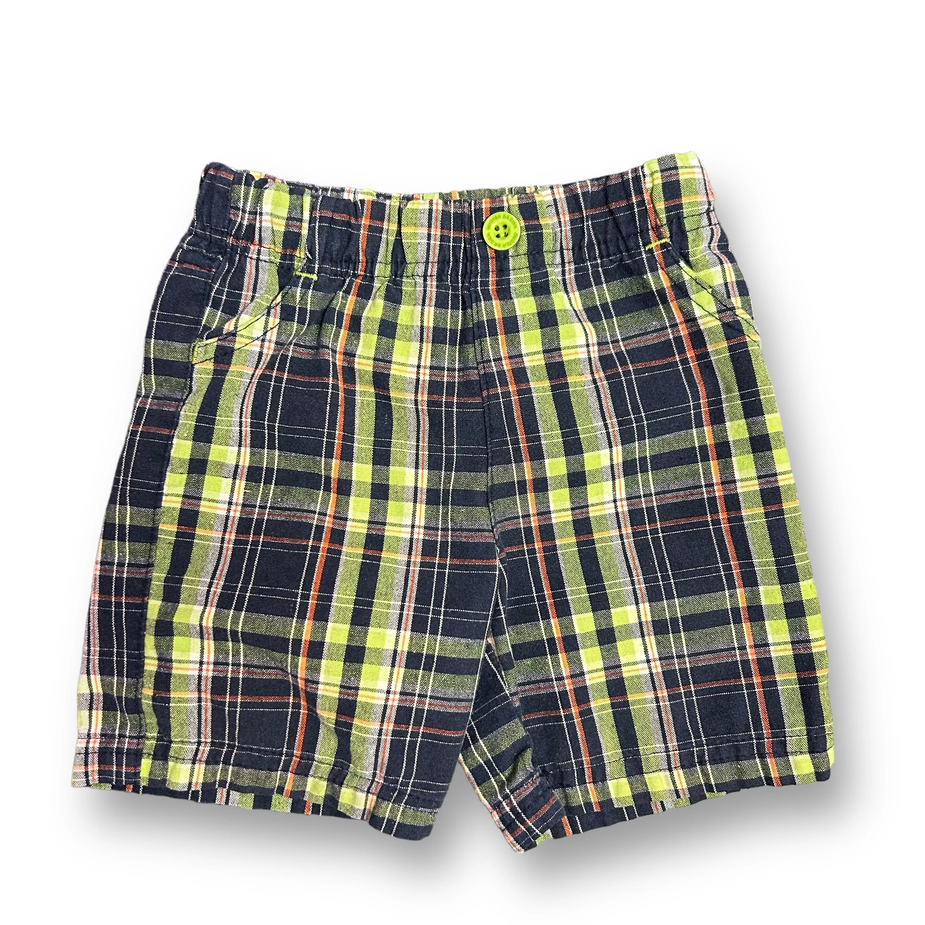 Boys Buster Brown Size 12 Months Navy/Green Plaid Pull-On Shorts
