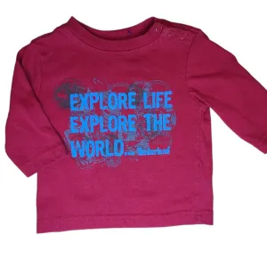 Boys Timberland Size 12 Months Red Explore the World Shirt
