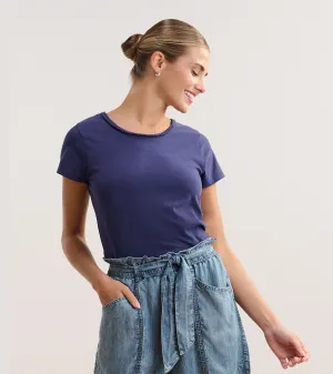 Braided Neck Tee - Navy -Hatley