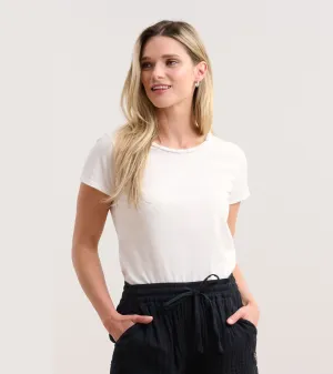 Braided Neck Tee - White -Hatley