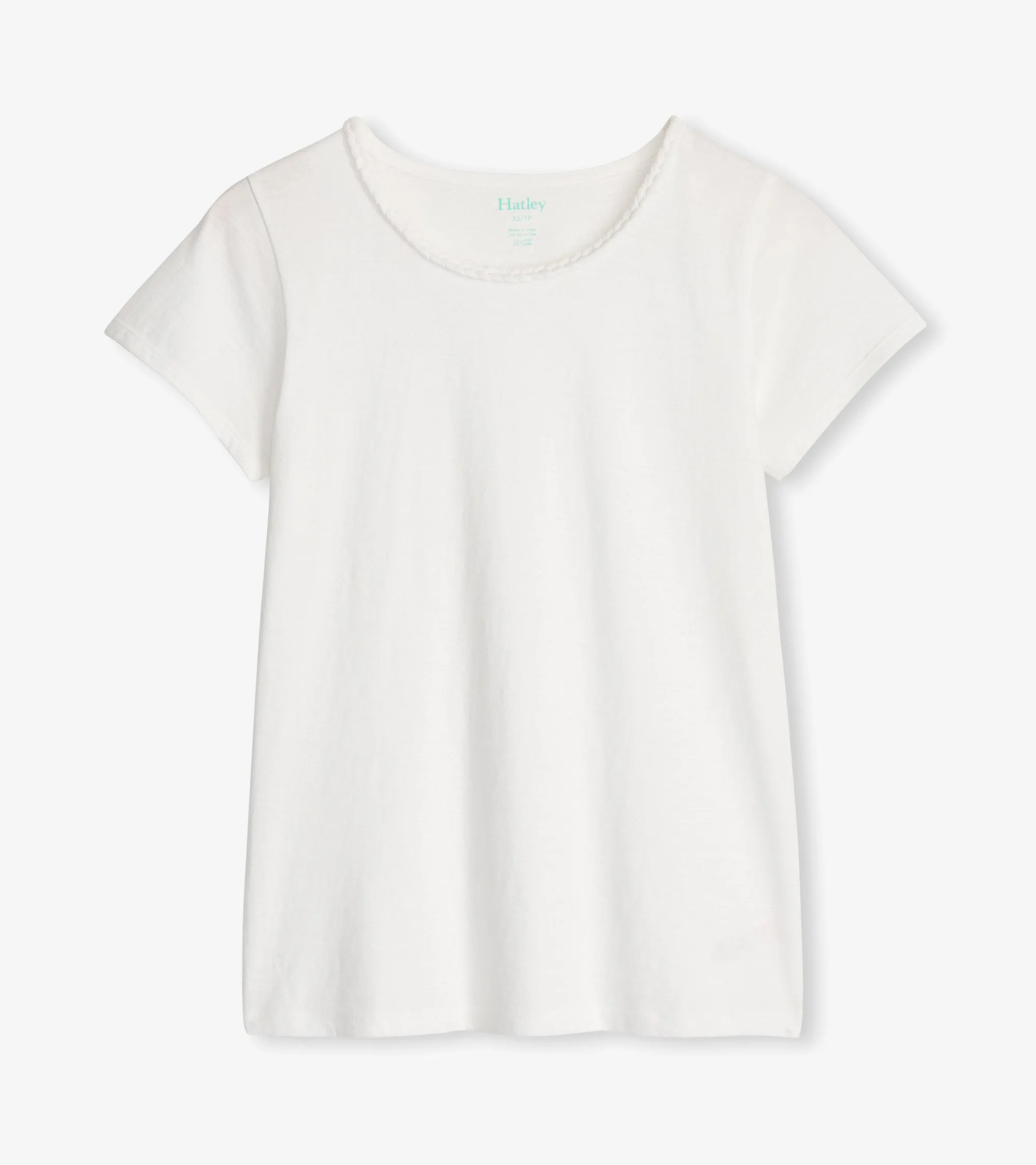 Braided Neck Tee - White -Hatley