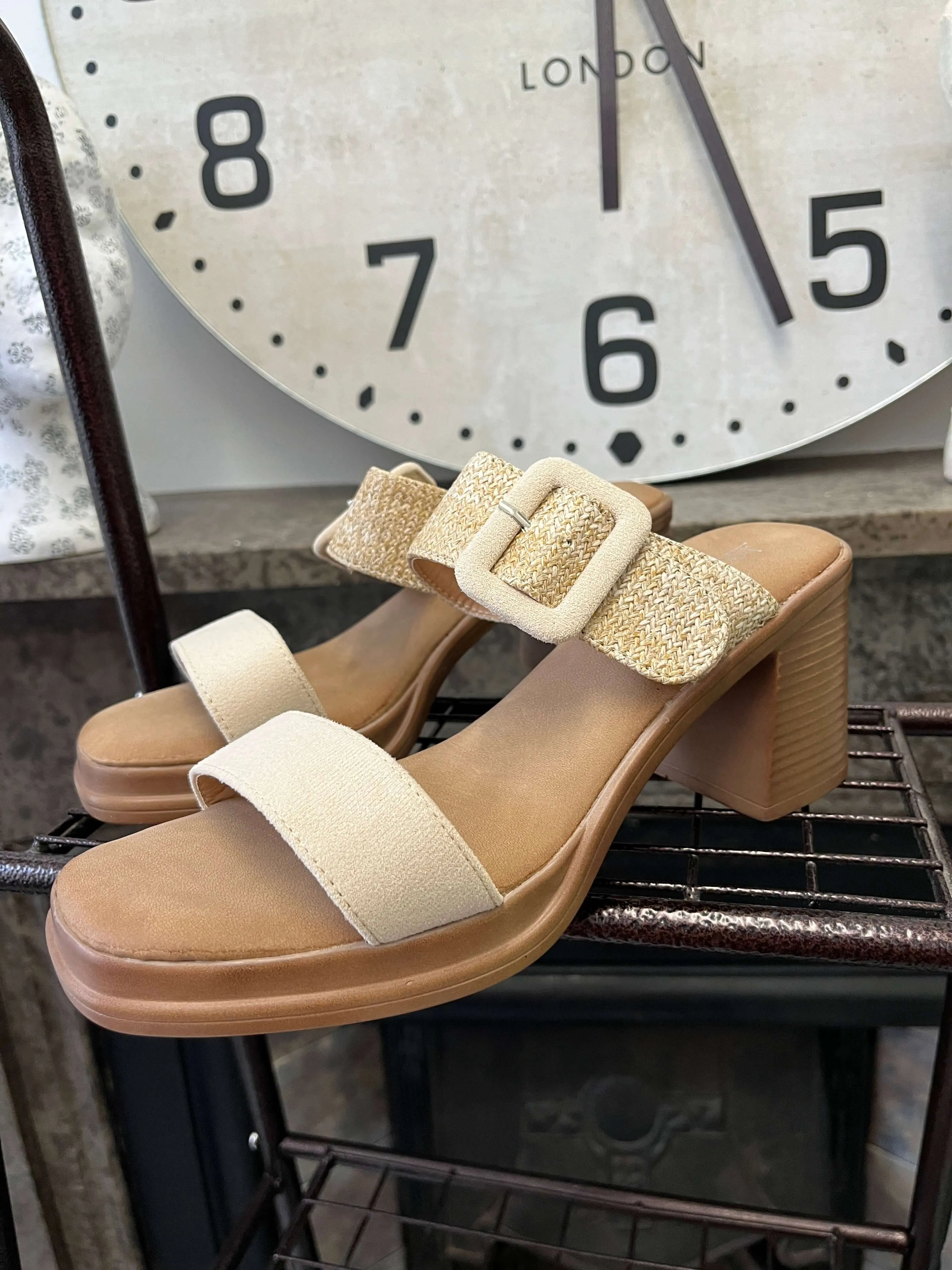 Buckle Detail Summer Block Heel