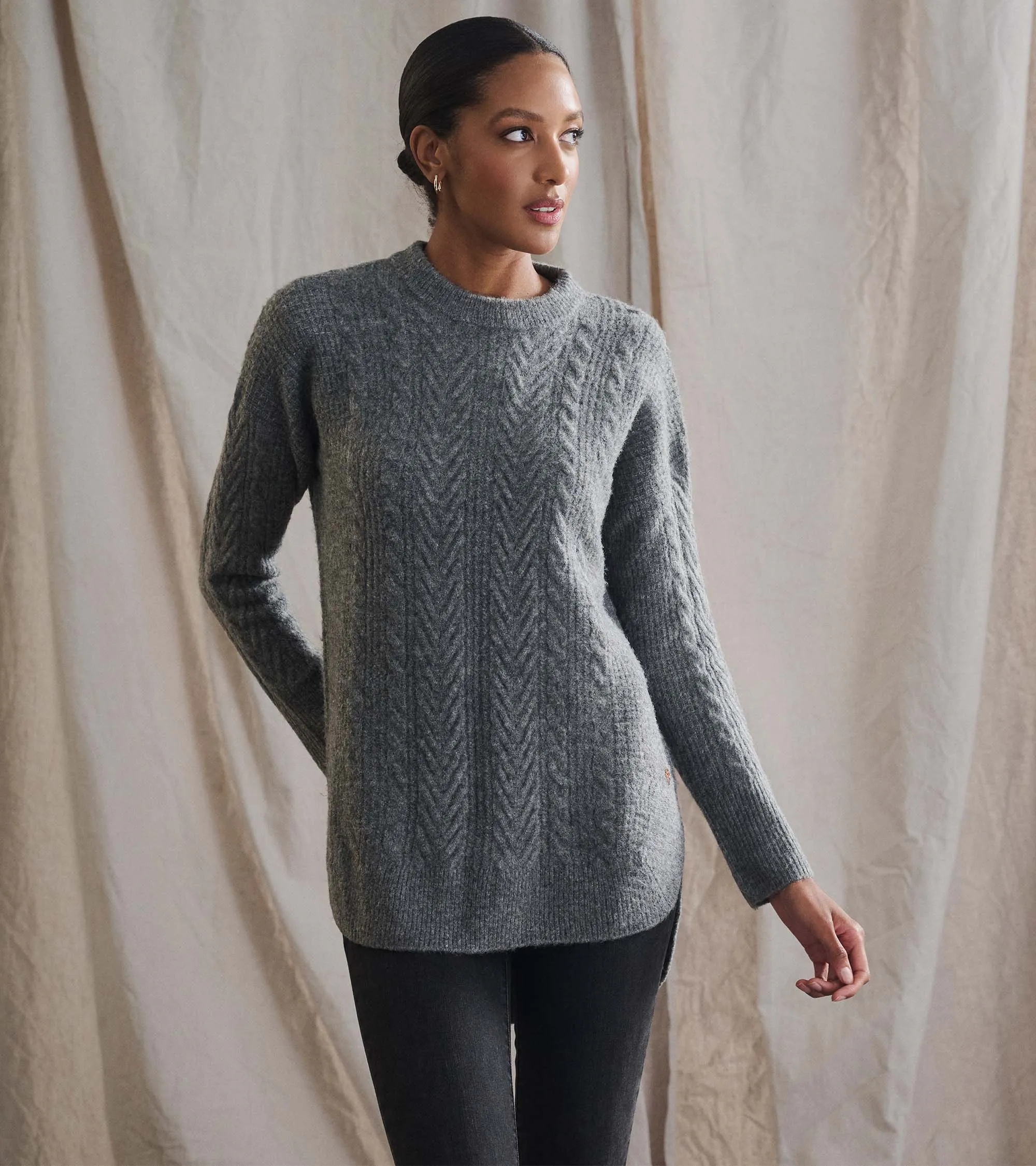 Cable Knit Tunic - Charcoal Heather -Hatley