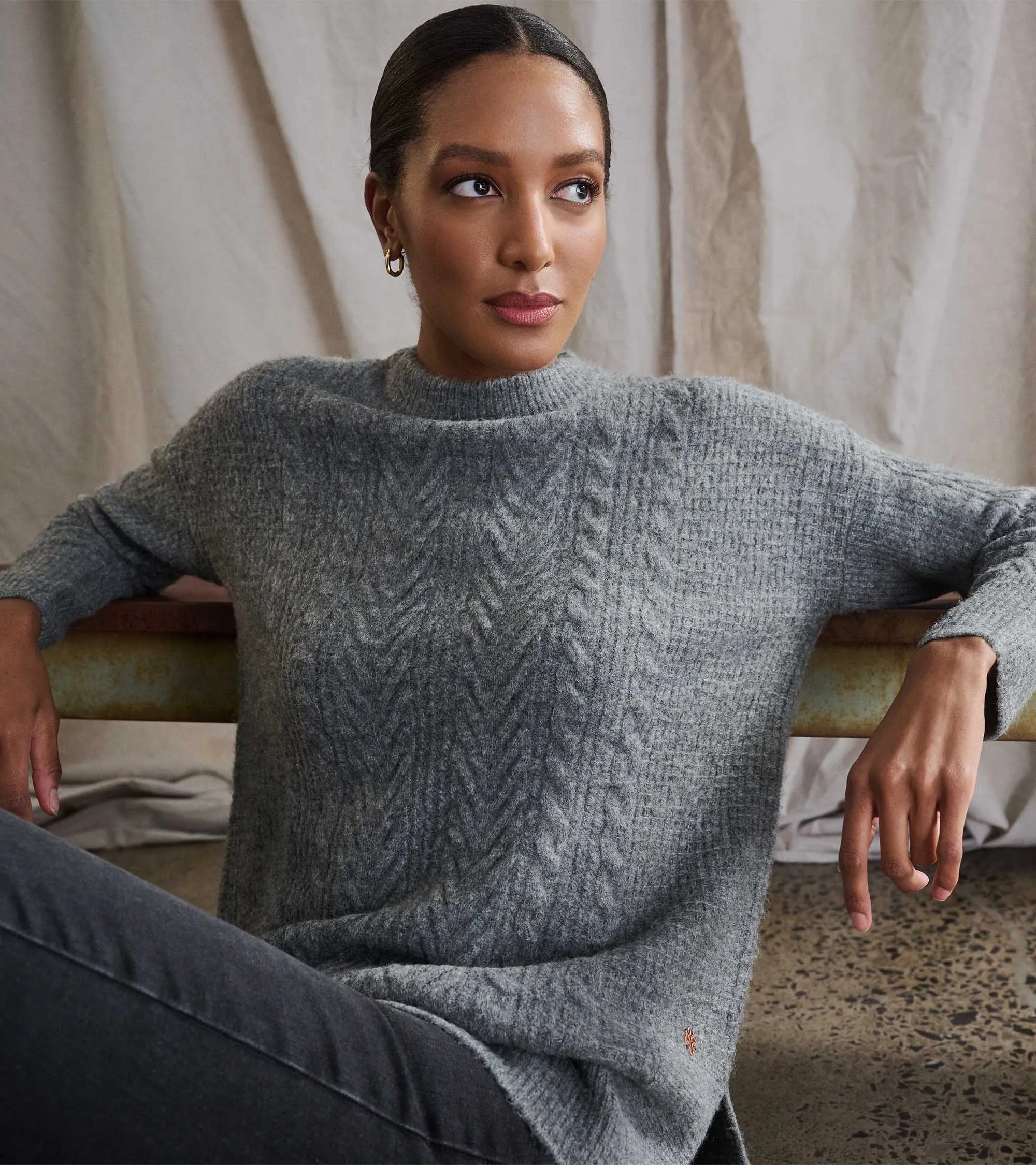 Cable Knit Tunic - Charcoal Heather -Hatley
