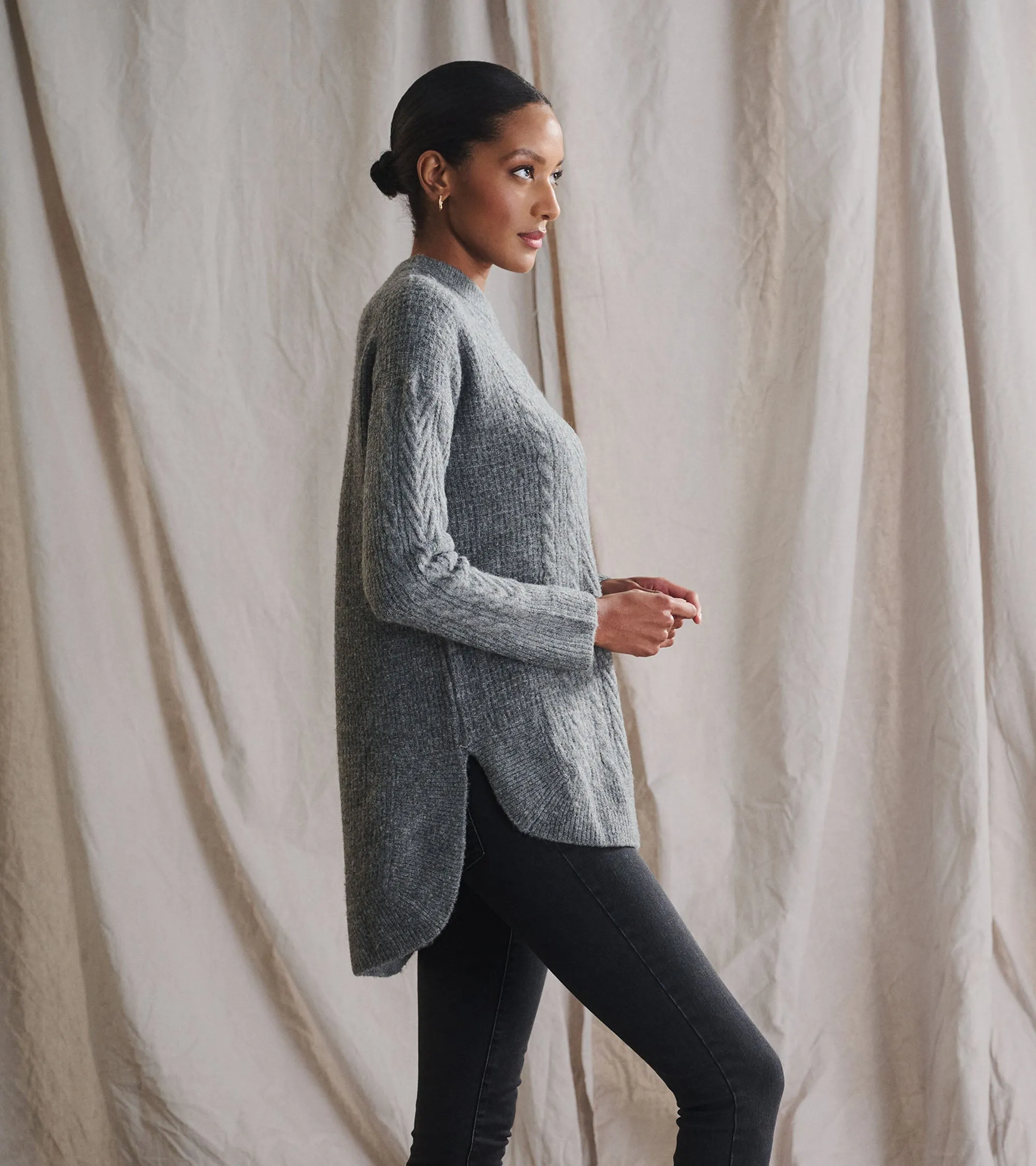 Cable Knit Tunic - Charcoal Heather -Hatley