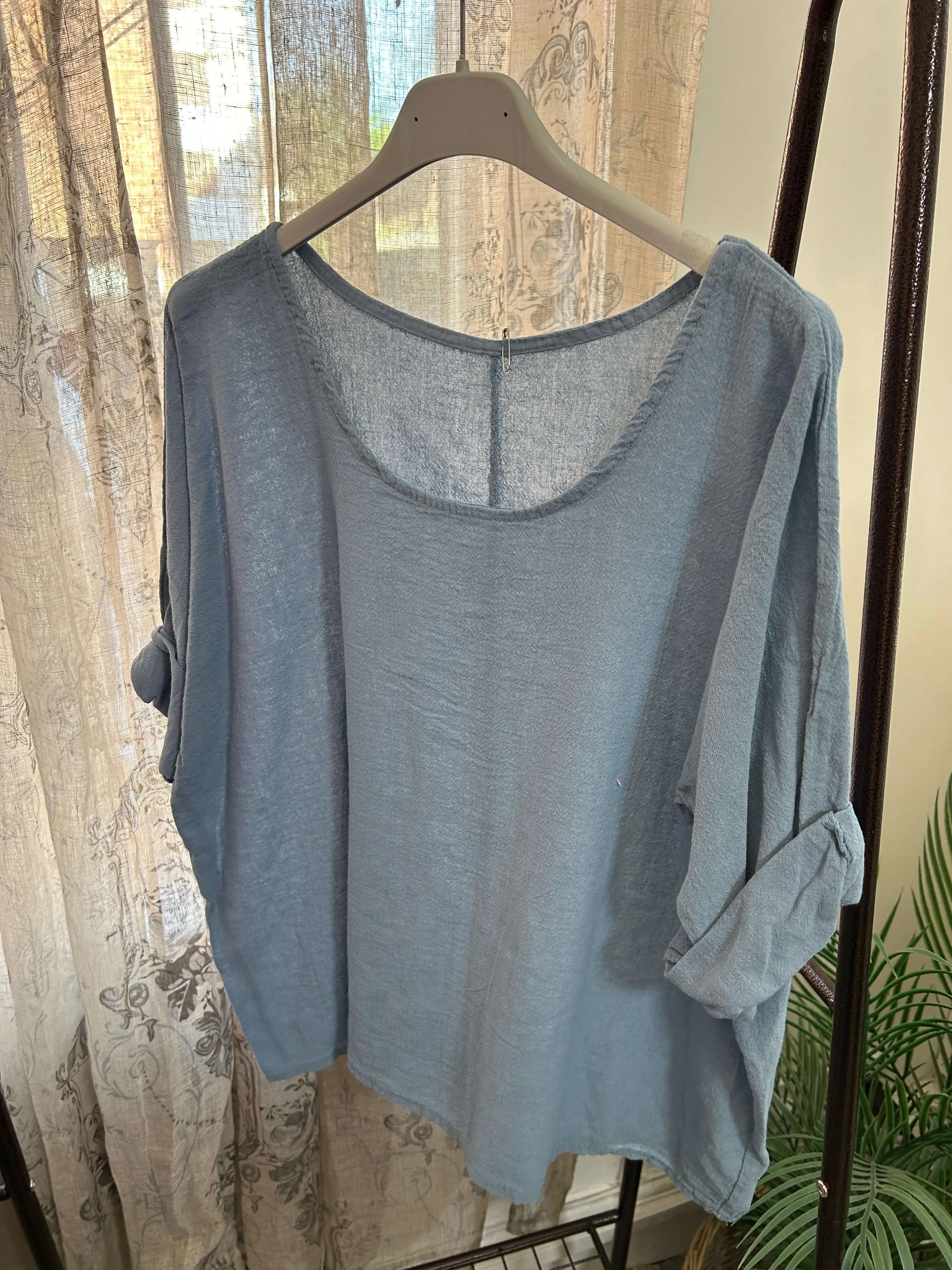 Casual Round Neck Linen Top