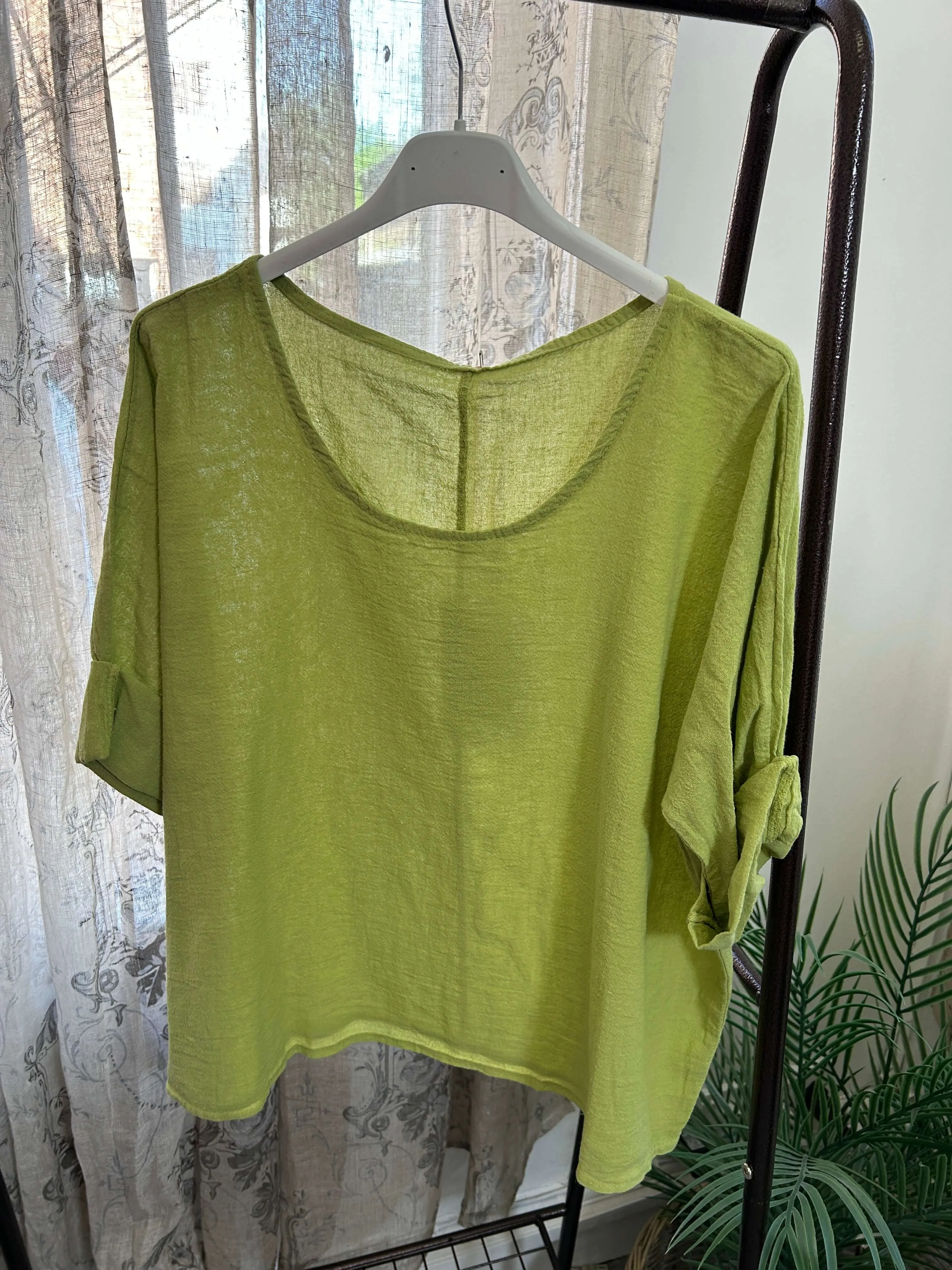 Casual Round Neck Linen Top