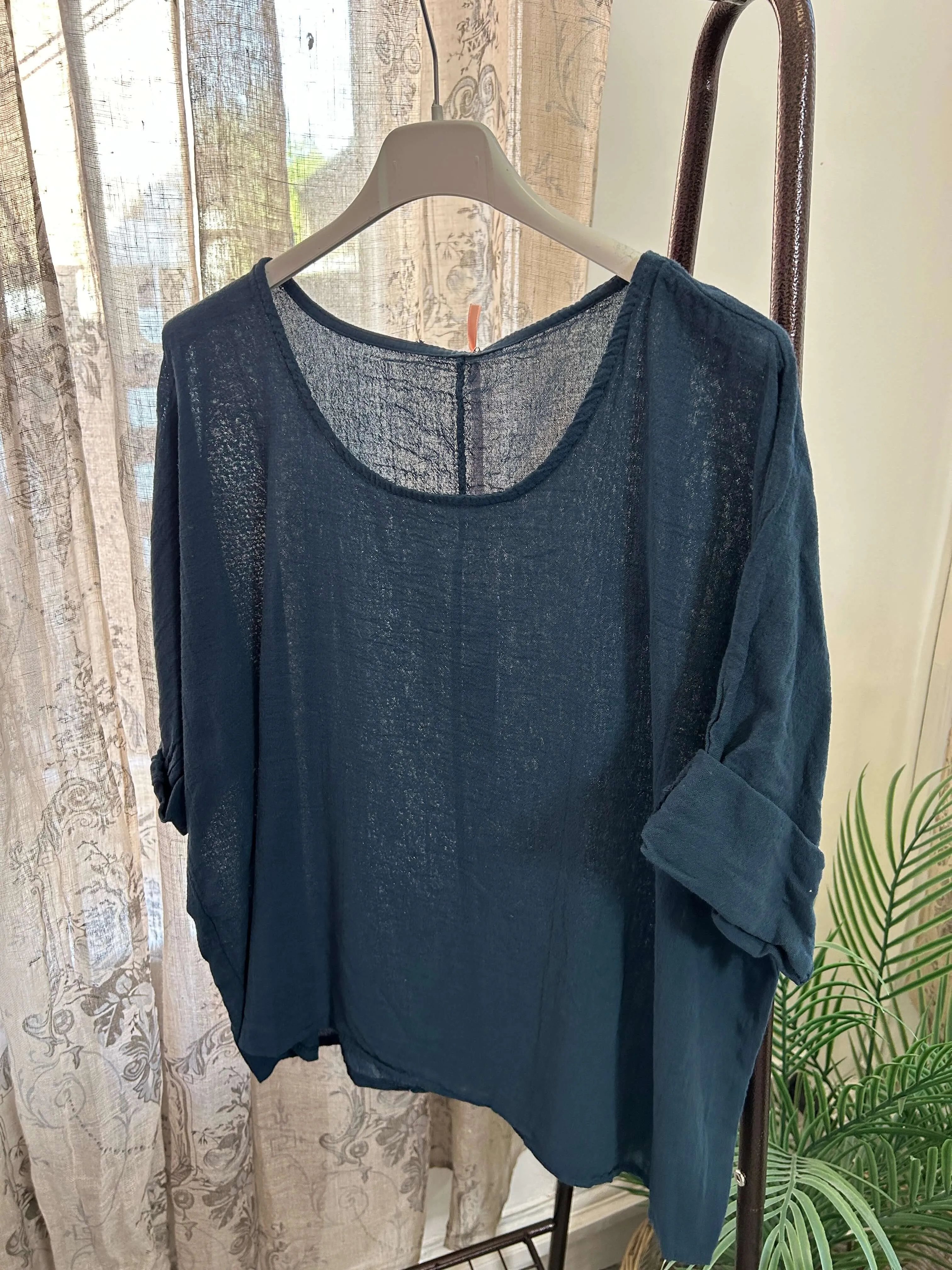 Casual Round Neck Linen Top