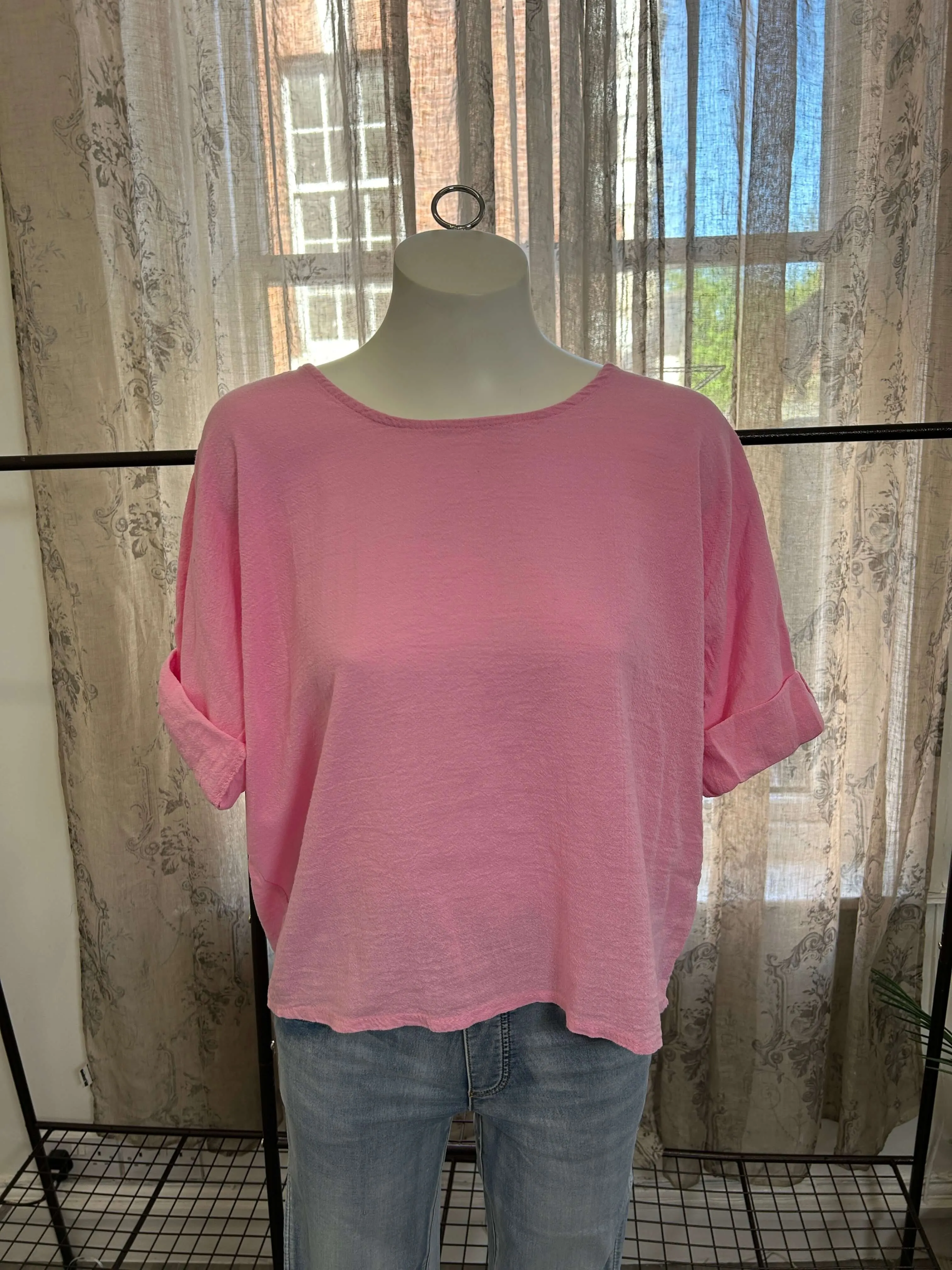 Casual Round Neck Linen Top