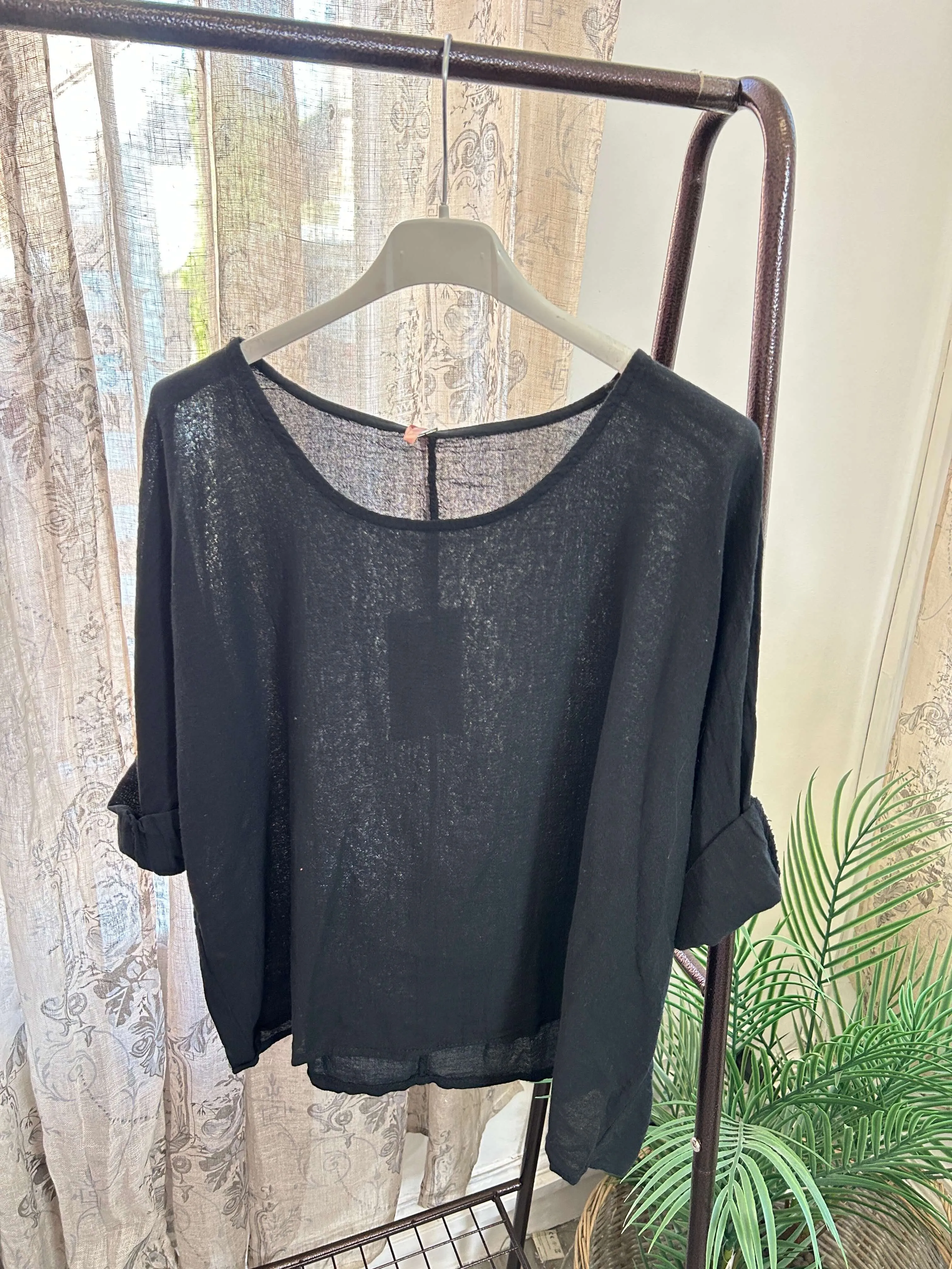 Casual Round Neck Linen Top