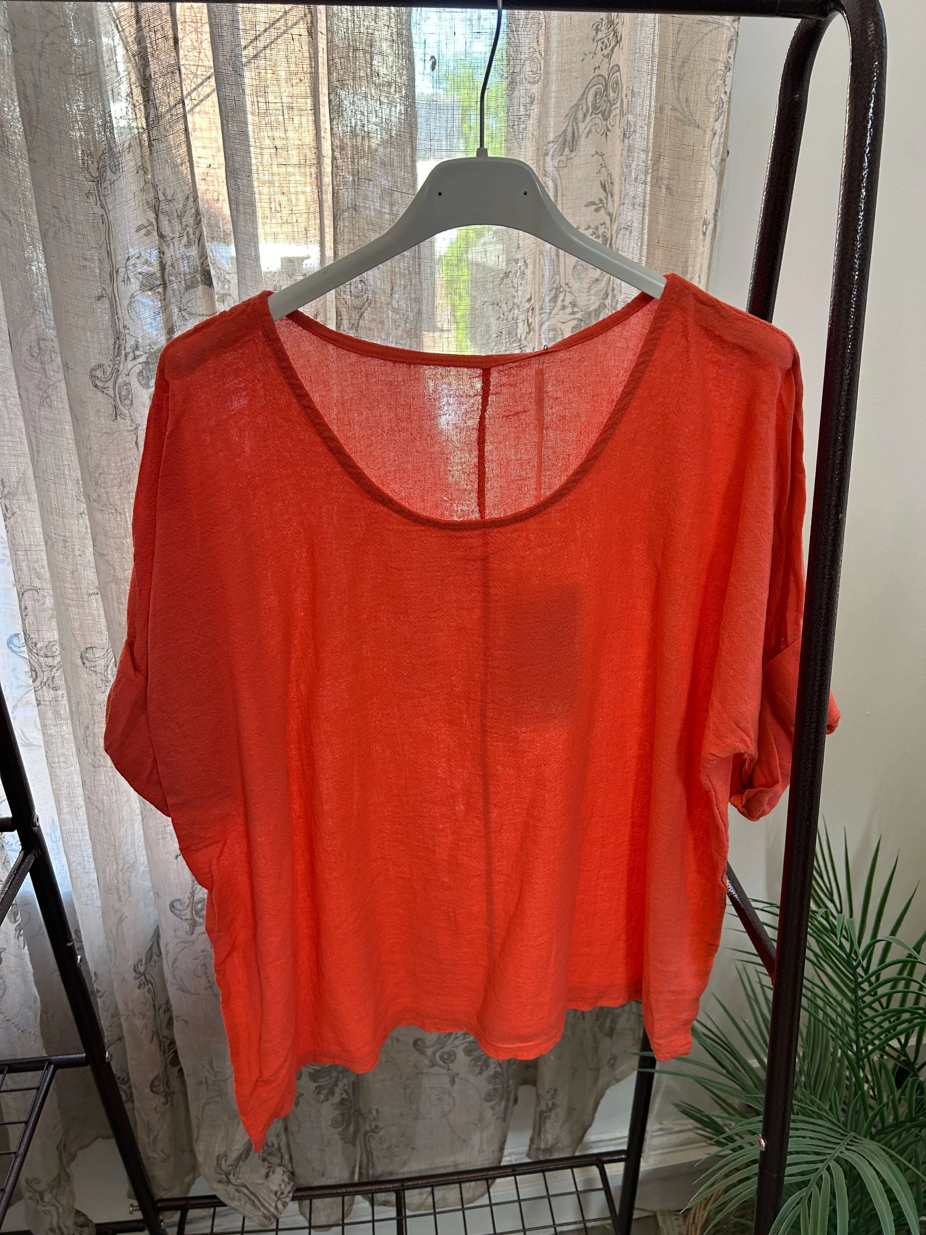Casual Round Neck Linen Top