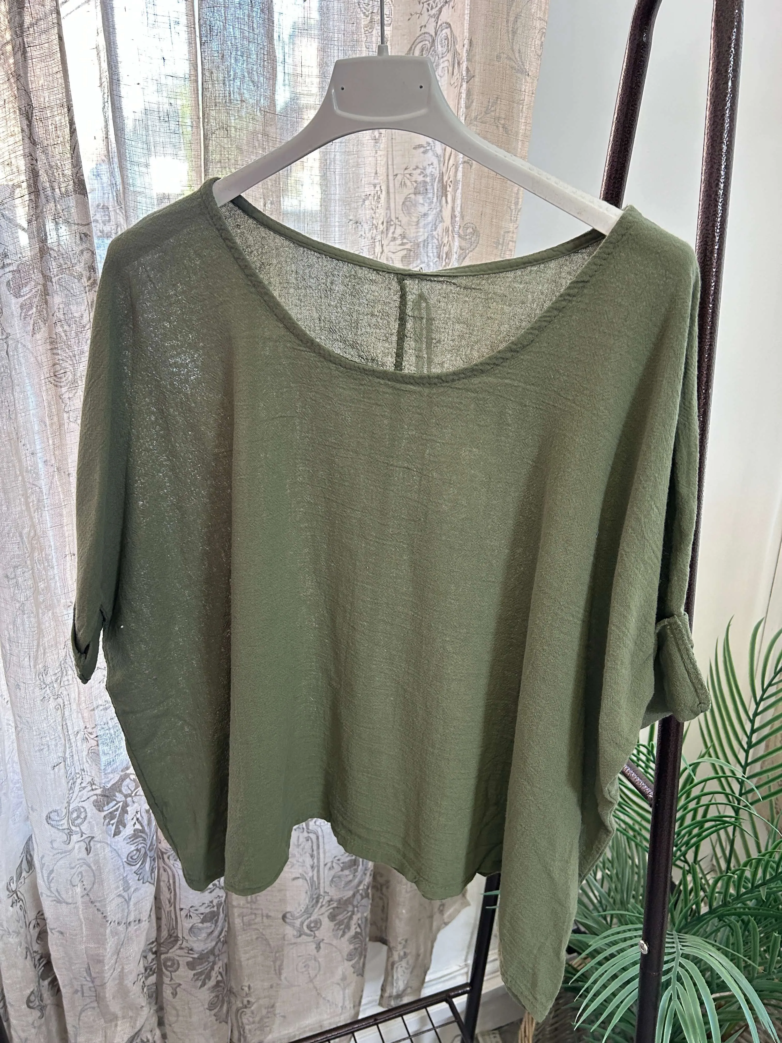 Casual Round Neck Linen Top