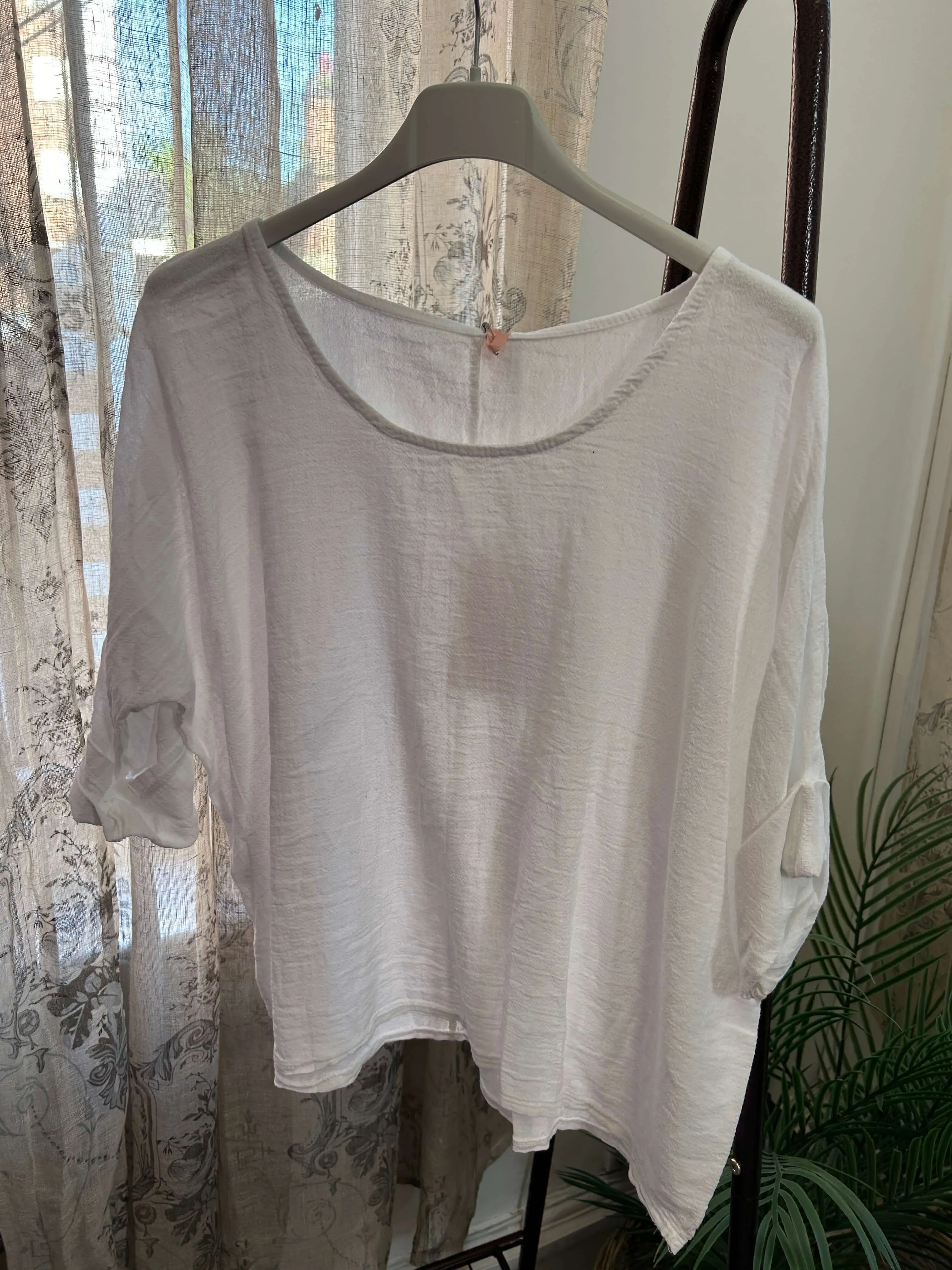 Casual Round Neck Linen Top