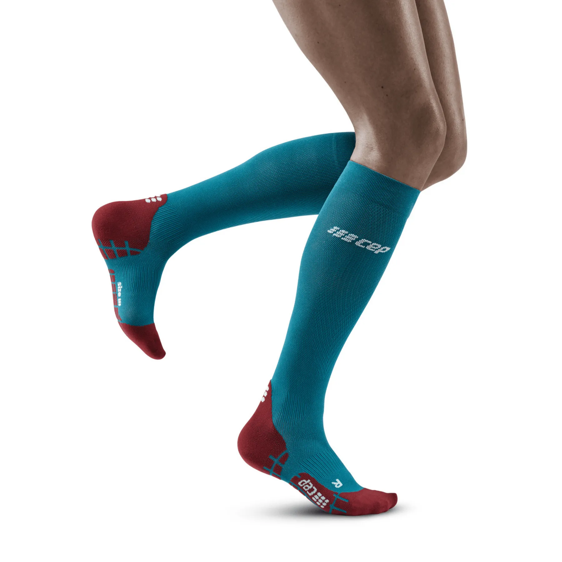 CEP Compression Ultralight Tall Compression Women's Compression Socks (Petrol/Dark Red)