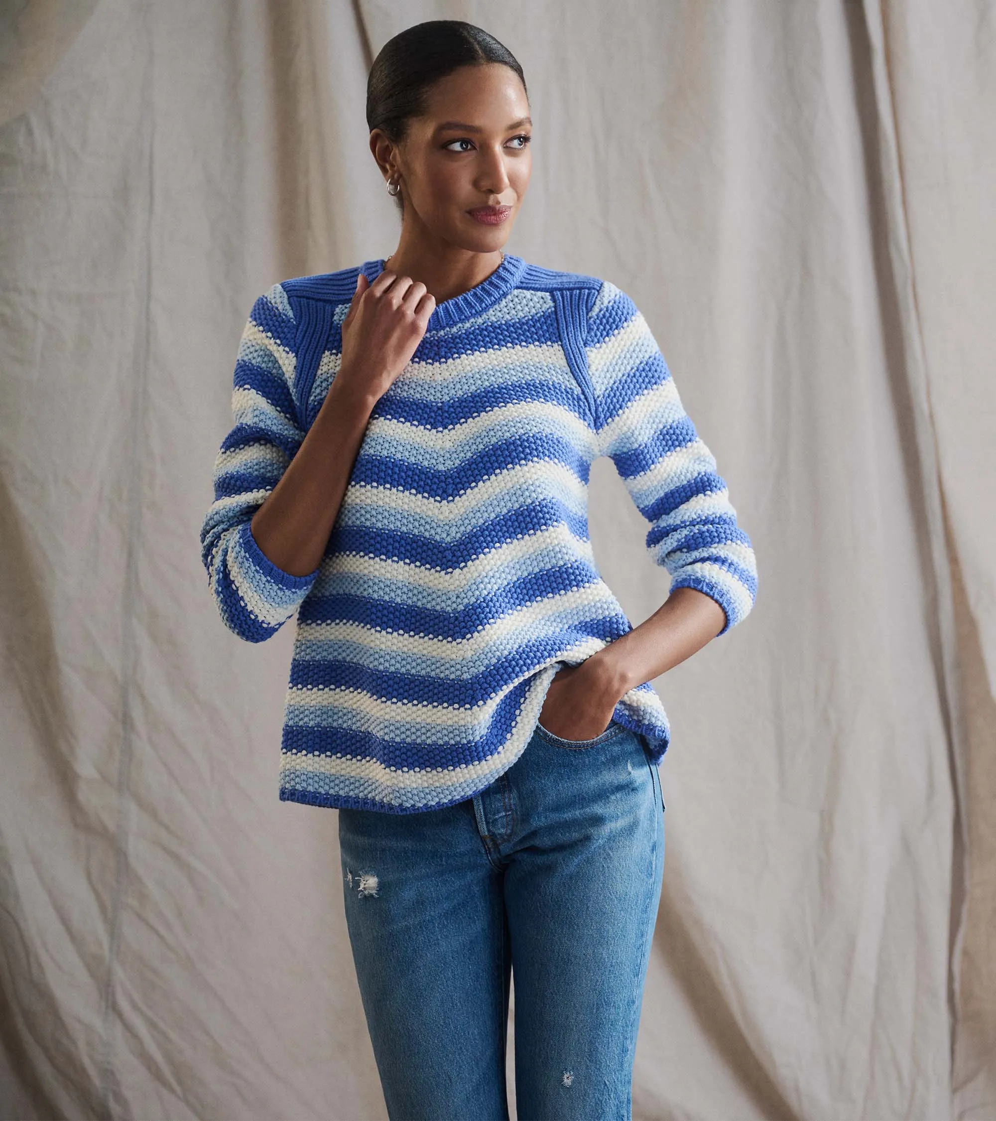 Chevron Swing Sweater - Navy Blue -Hatley