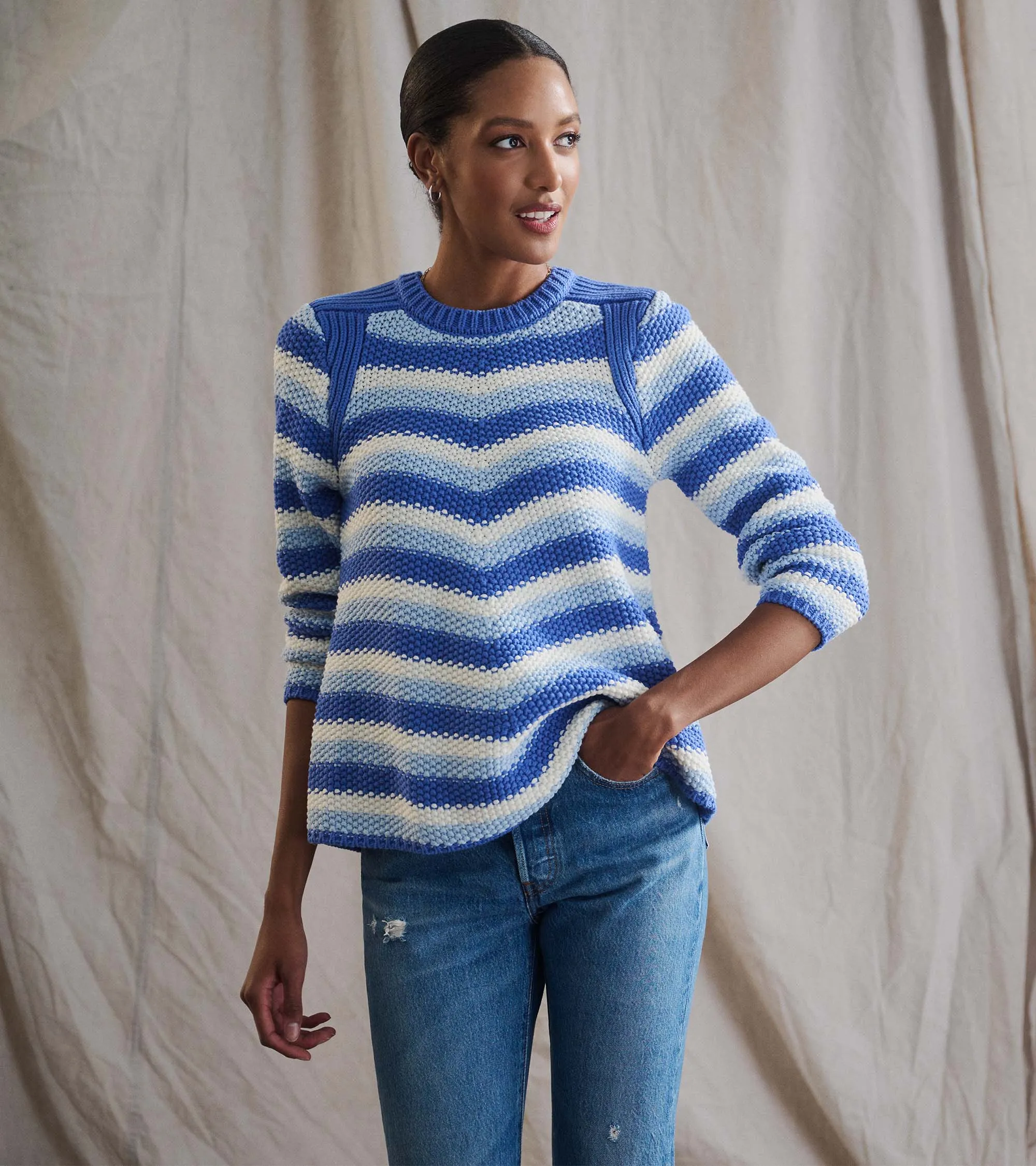 Chevron Swing Sweater - Navy Blue -Hatley