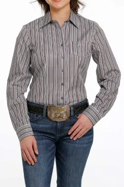 Cinch Women's Multi Stripe Long Sleeve Button Down