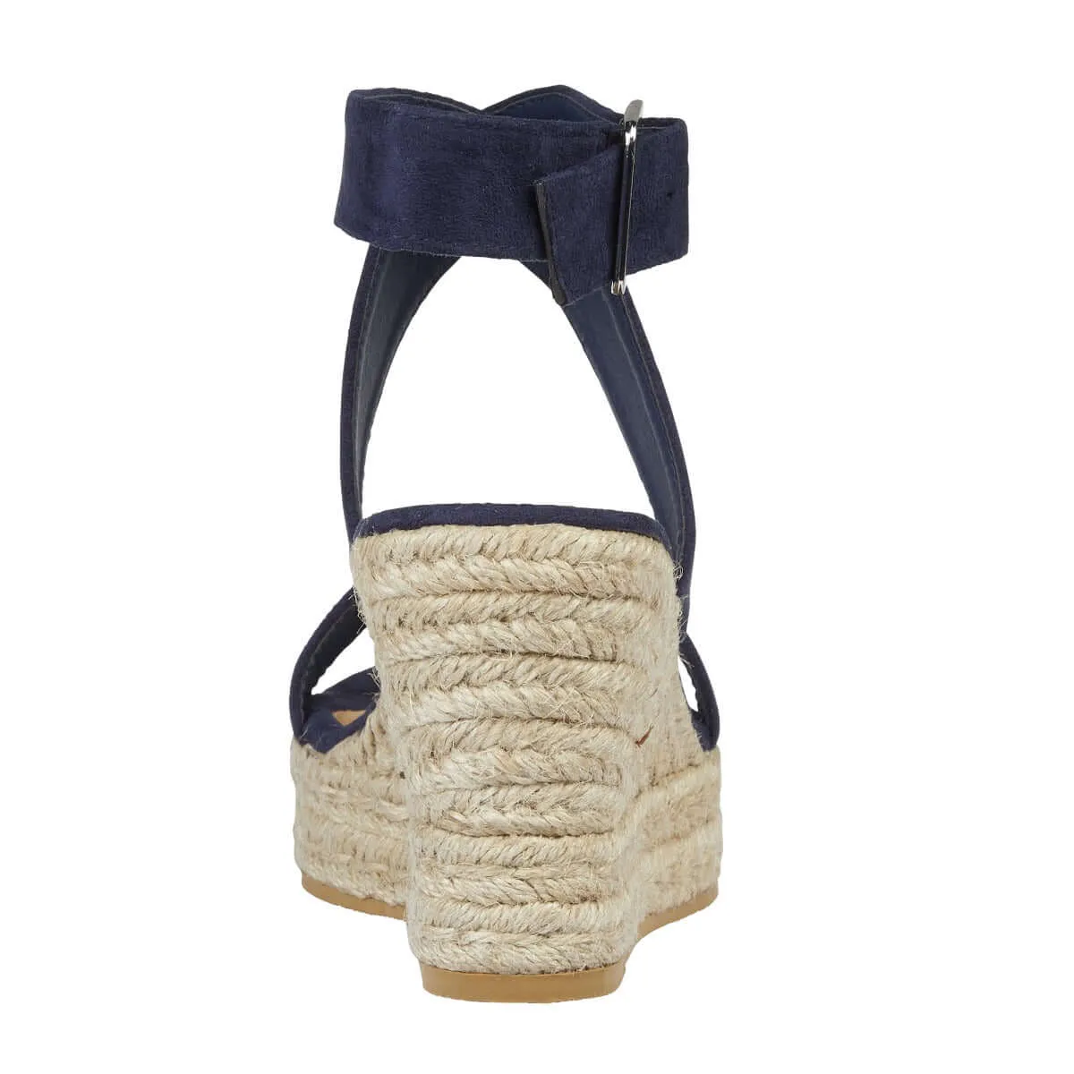 Cipriani Ladies Crossover Ankle Wedge Sandal - Navy