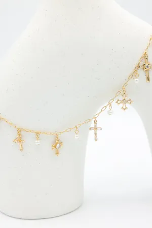 Cross Chain Charm Necklace in Gold | ENA760GDCRY