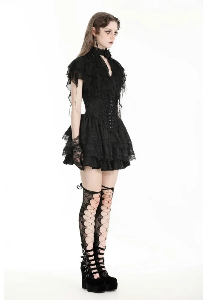 Dark In Love - Gothic Tattered Cape Mock Two-Piece - Blouse