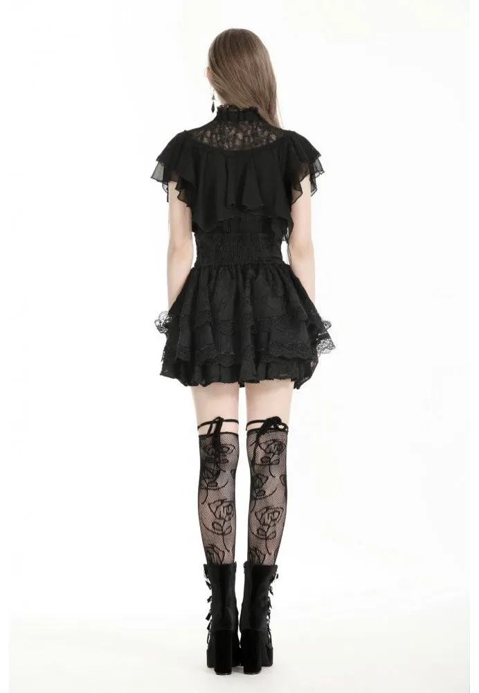 Dark In Love - Gothic Tattered Cape Mock Two-Piece - Blouse