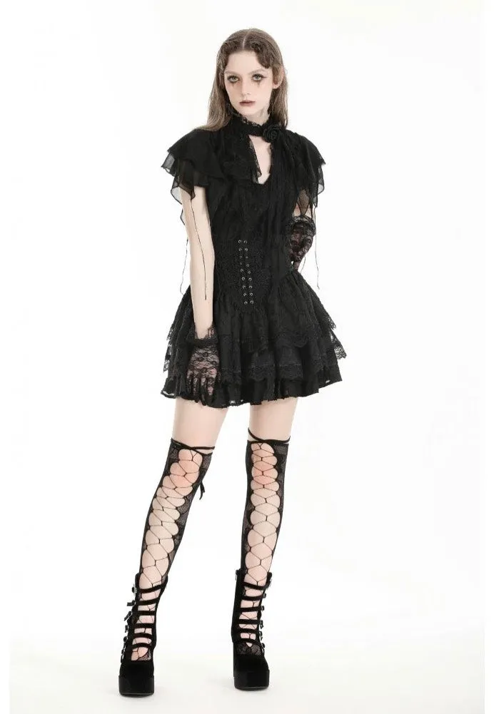 Dark In Love - Gothic Tattered Cape Mock Two-Piece - Blouse