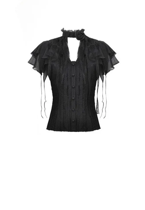 Dark In Love - Gothic Tattered Cape Mock Two-Piece - Blouse