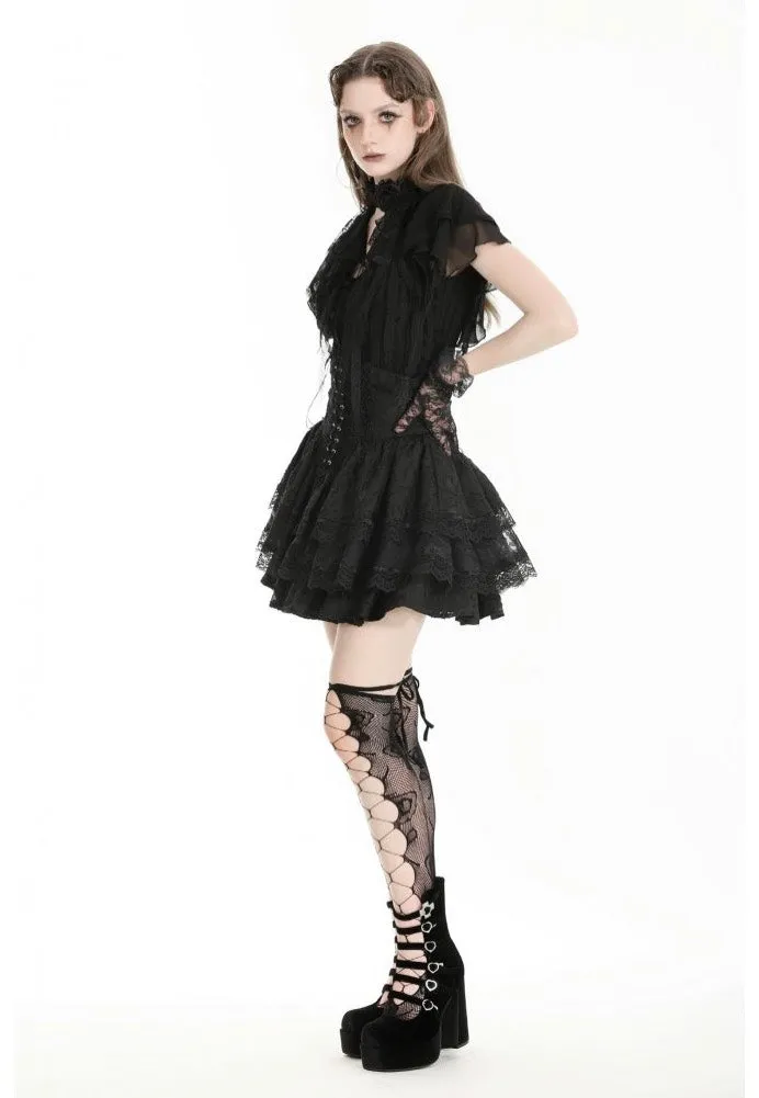 Dark In Love - Gothic Tattered Cape Mock Two-Piece - Blouse
