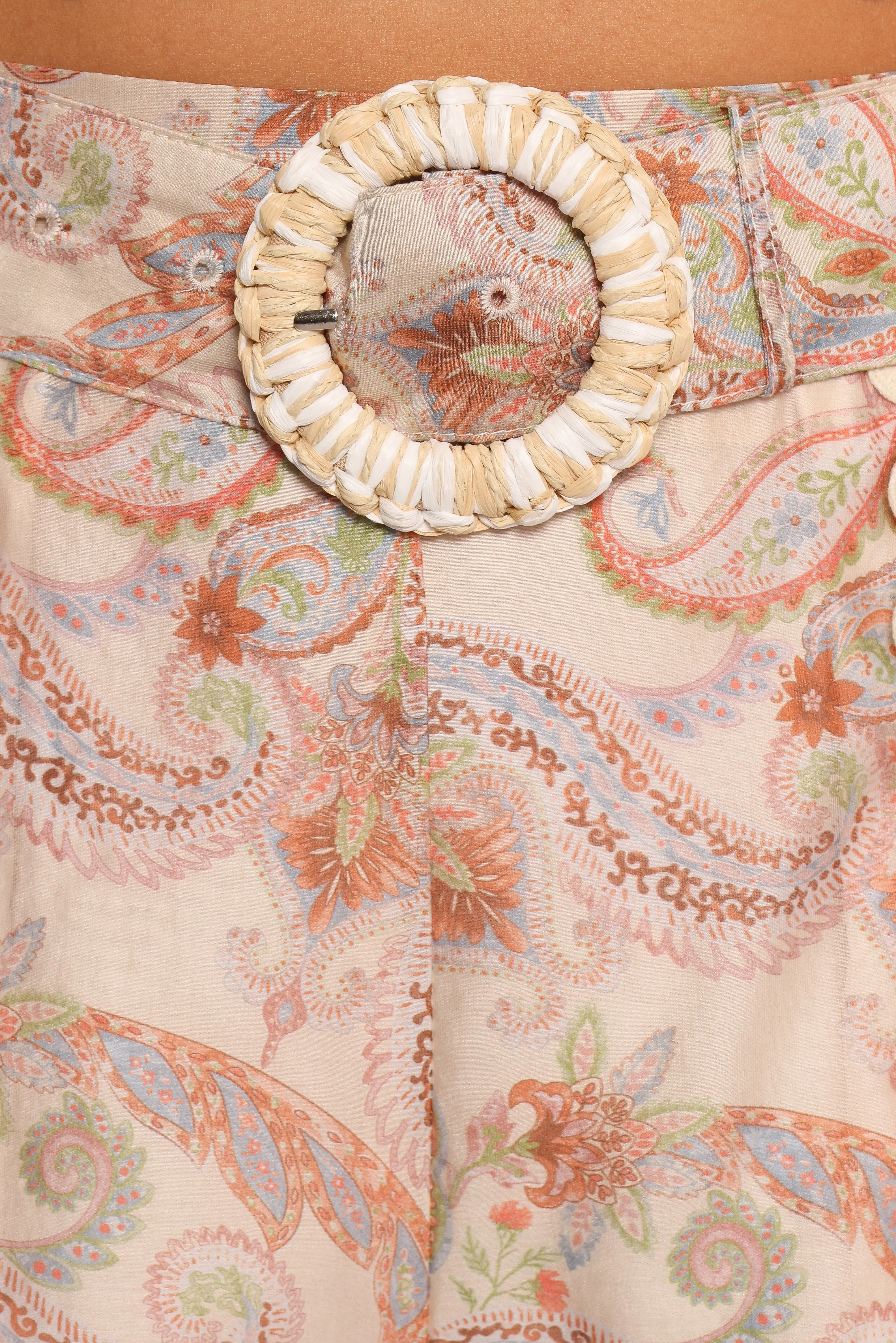 Davina Belted Shorts - Cream Multi