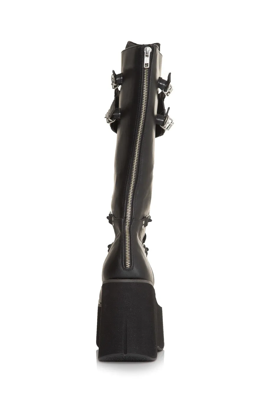 DemoniaCult - Kera 200 Lace Up Knee High Black Vegan Leather - Girl Shoes