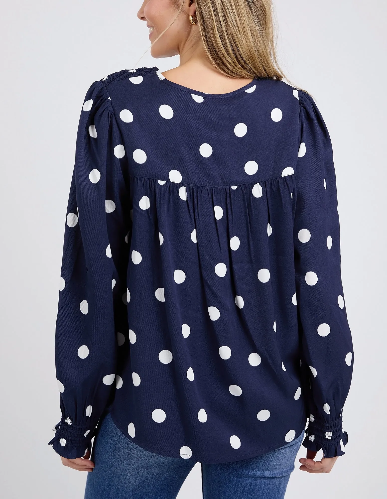 Elm Dotti Blouse Navy Spot Print